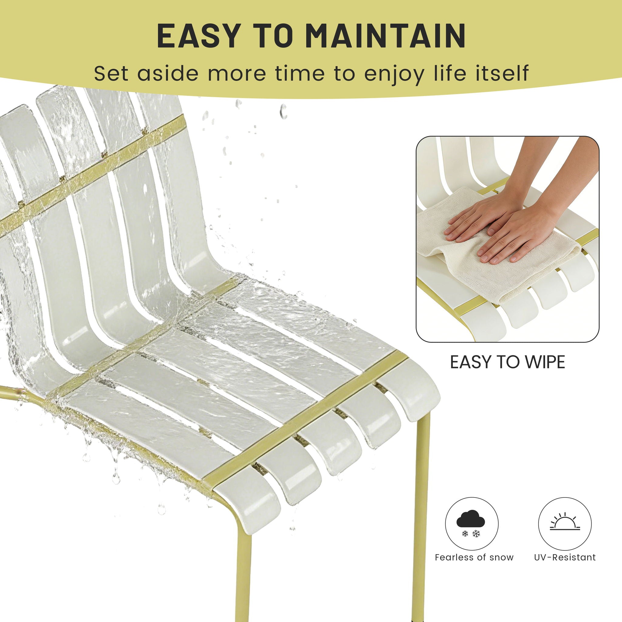 4 Piece Set Of Modern Color Block Designed Single Chairs With Long Table