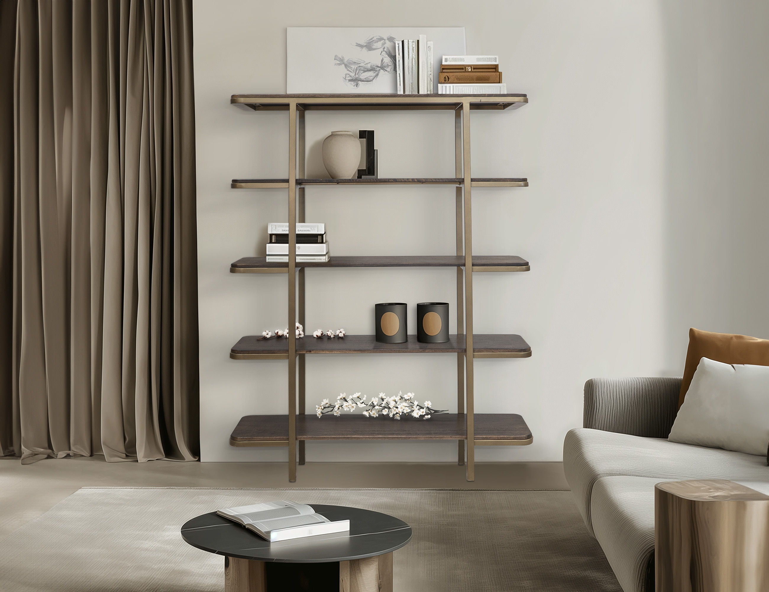 International Furniture Direct Onix - Bookcase - Mahogany Brown | Meri Furniture