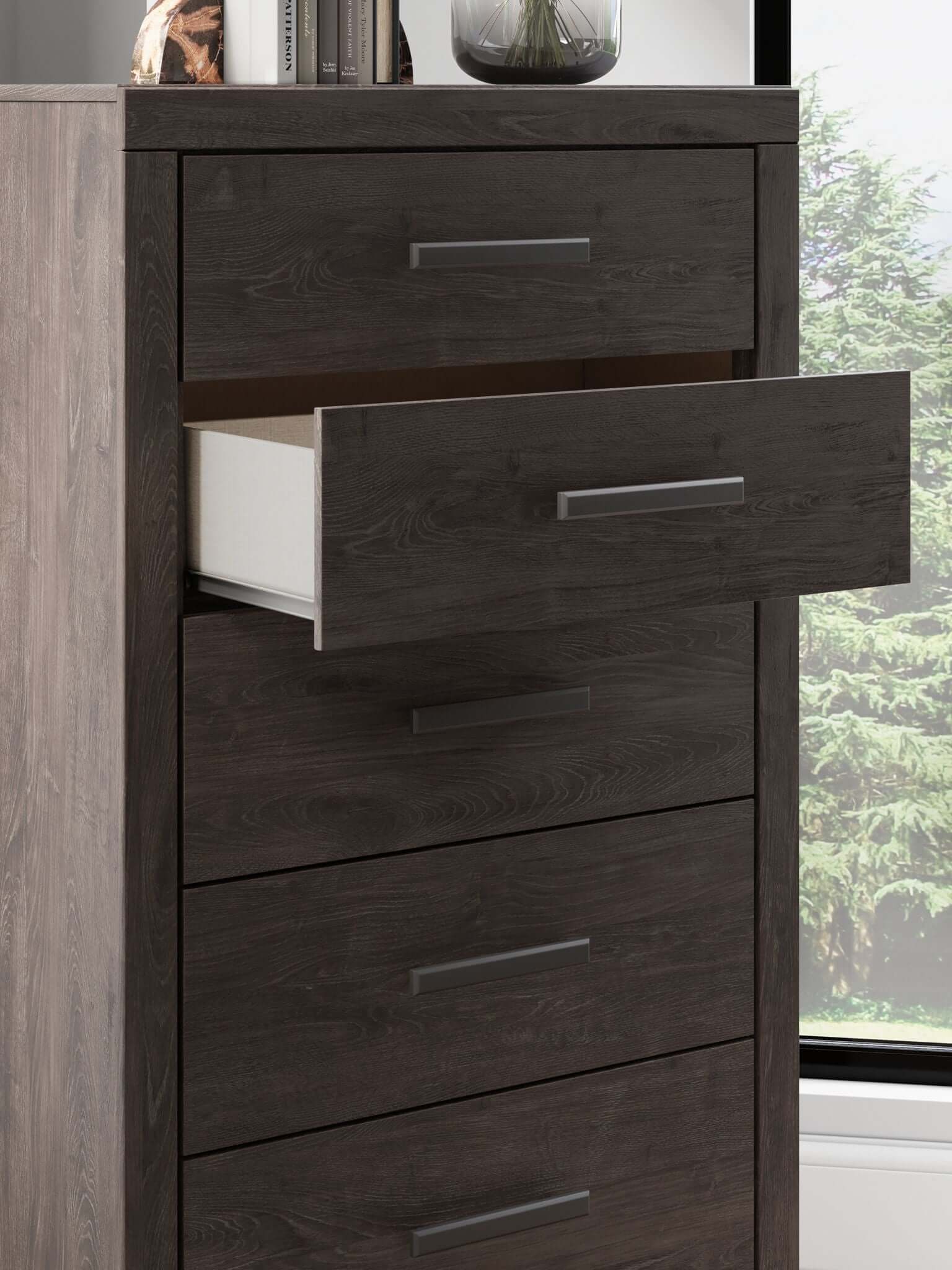 Prendonea - Five Drawer Chest - Charcoal