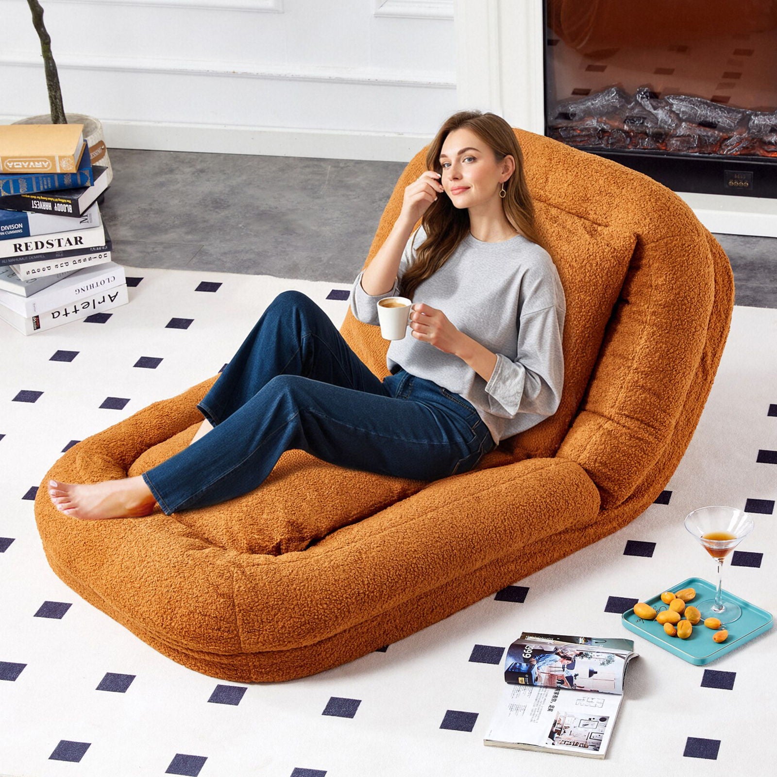 Contemporary Folding Sofa Chair With 5 Adjustable Positions For Gaming, Meditation, And Relaxation