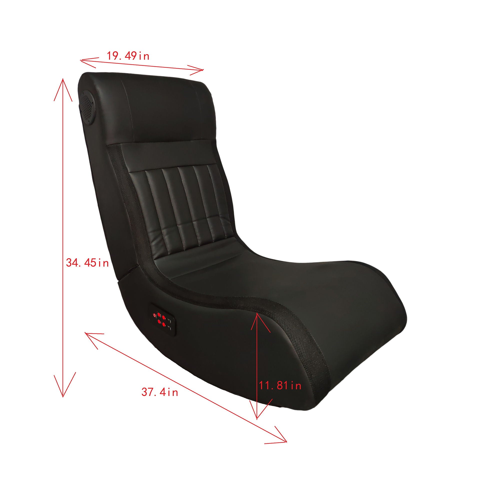 Foldable Gaming Chair With Onboard Speakers, LED Strip Lighting, Bluetooth, Vibration Massage, USB Charging Port - Black