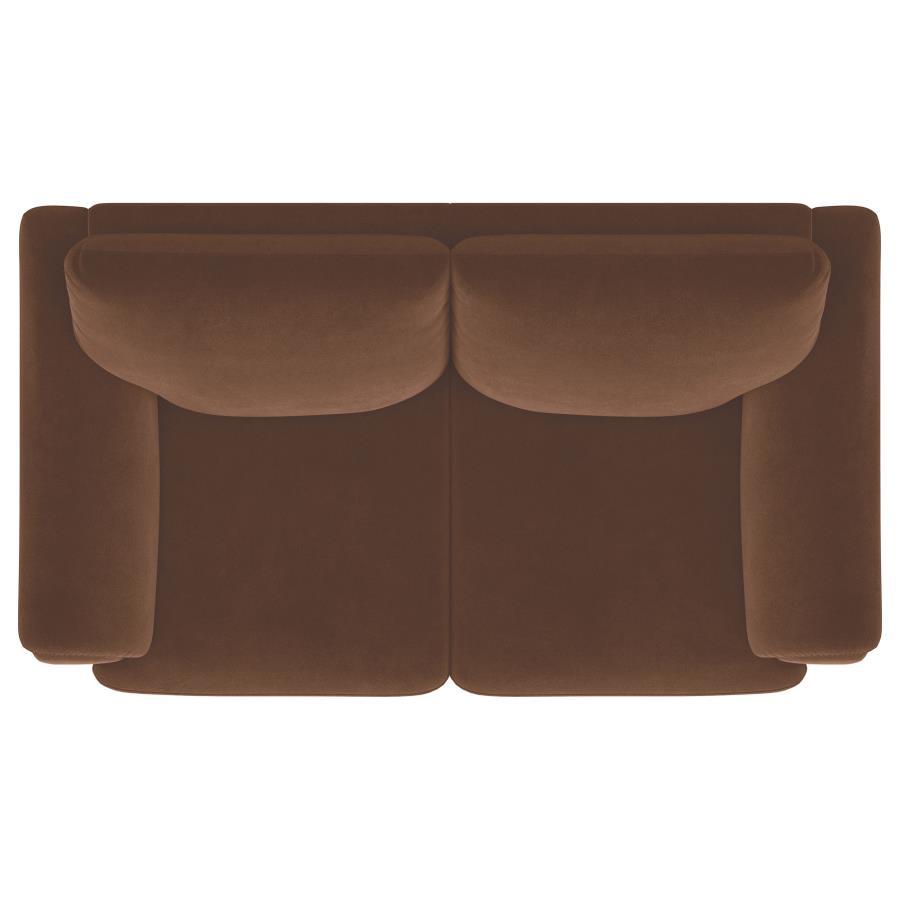 Selma - Velvet Upholstered Crescent Arm Loveseat - Rust