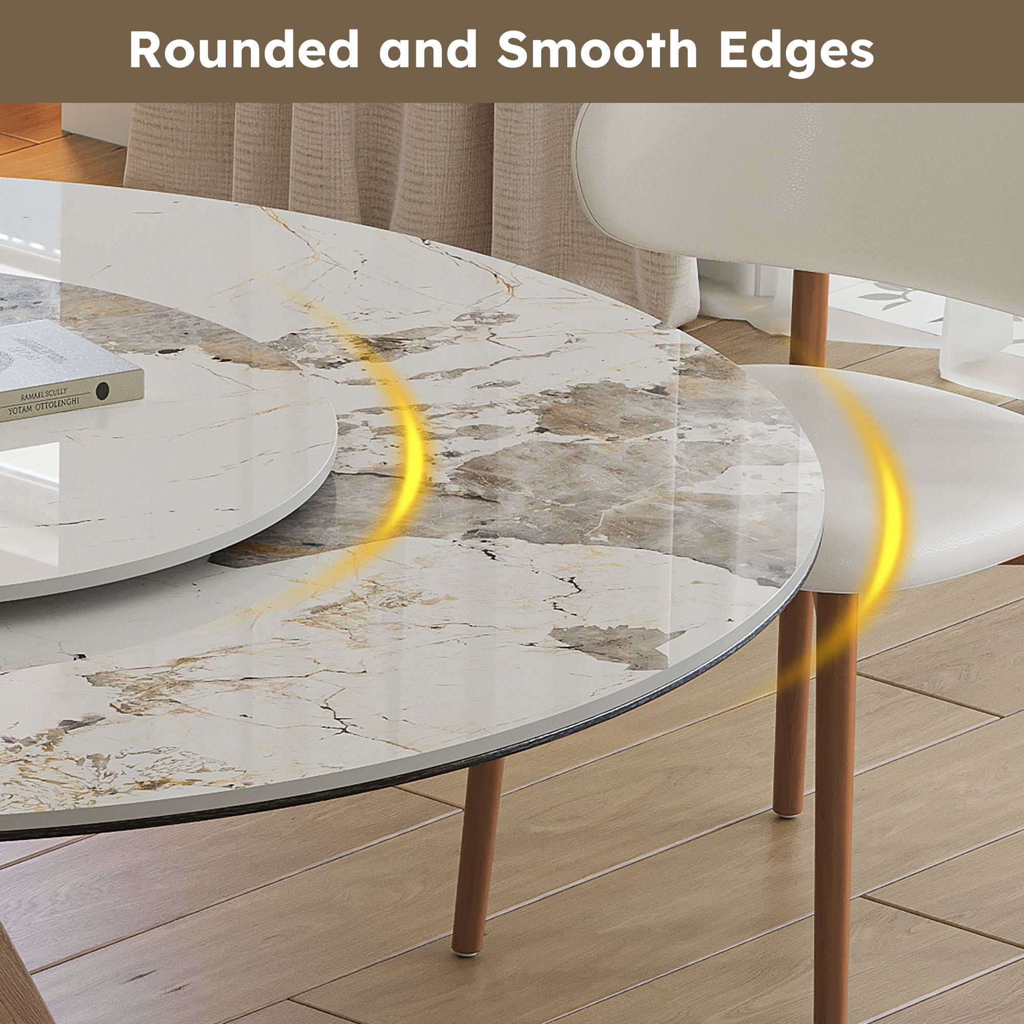 Modern Sintered Stone Dining Table Set With Chairs