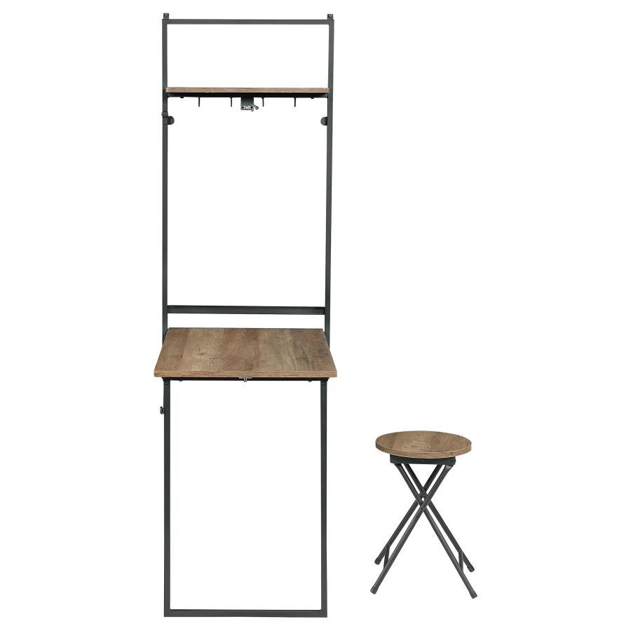 Coaster Fine Furniture Riley - Foldable Whiteboard Wall Desk With Stool - Rustic Oak | Meri Furniture