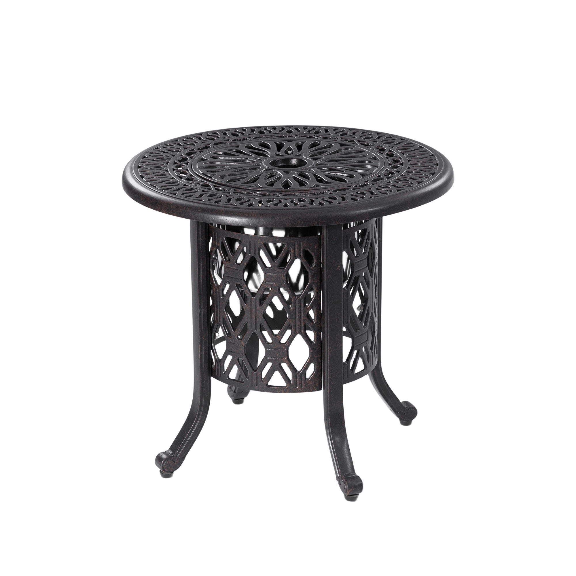 Side Table With Removable Ice Bucket, Hand Brushed Finish, Food Grade Bucket For Indoor & Outdoor Use - Antique Bronze