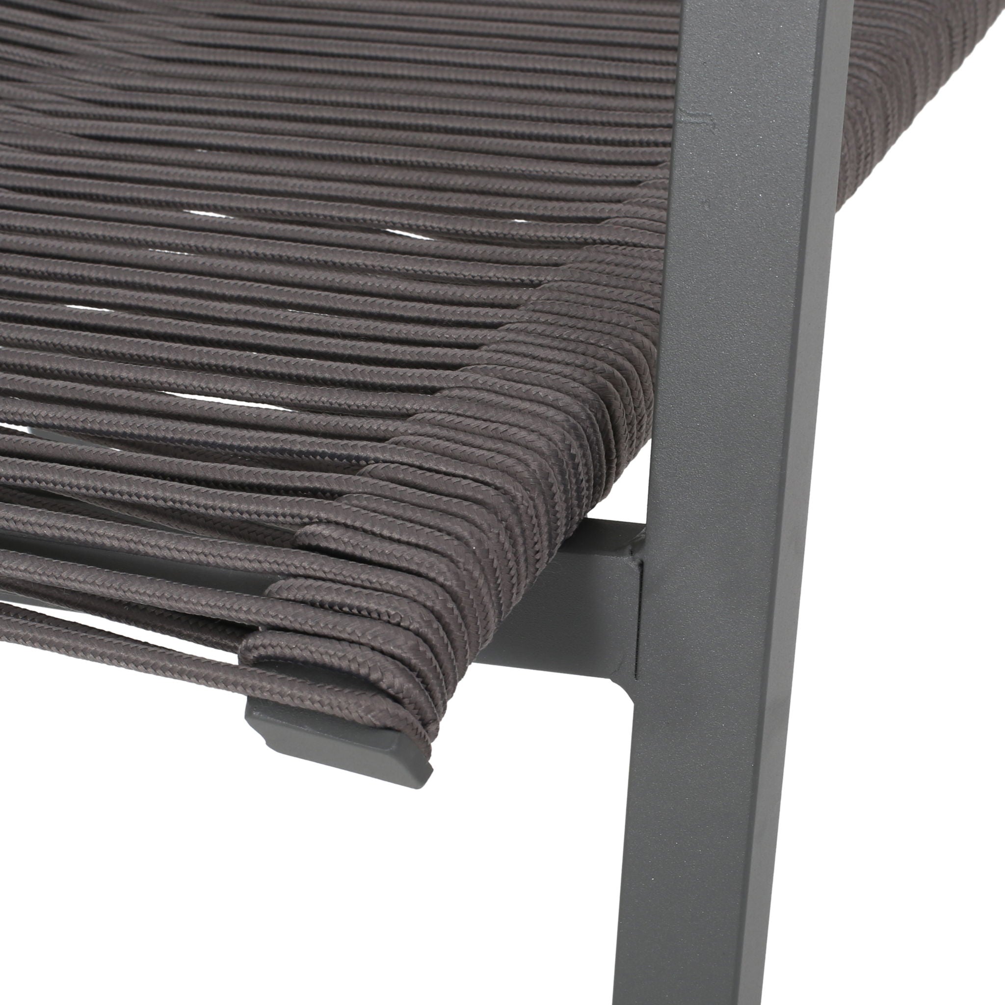 Outdoor Modern Aluminum Dining Chair Set With Rope Sea (Set of 2)