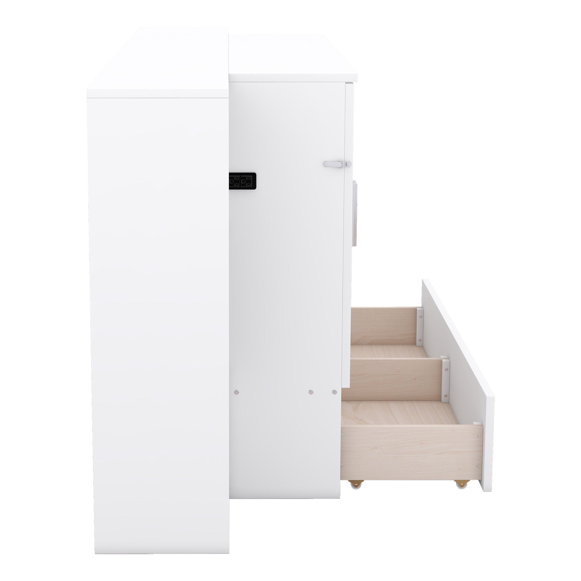 Murphy Bed With Shelves, Drawers And USB Ports