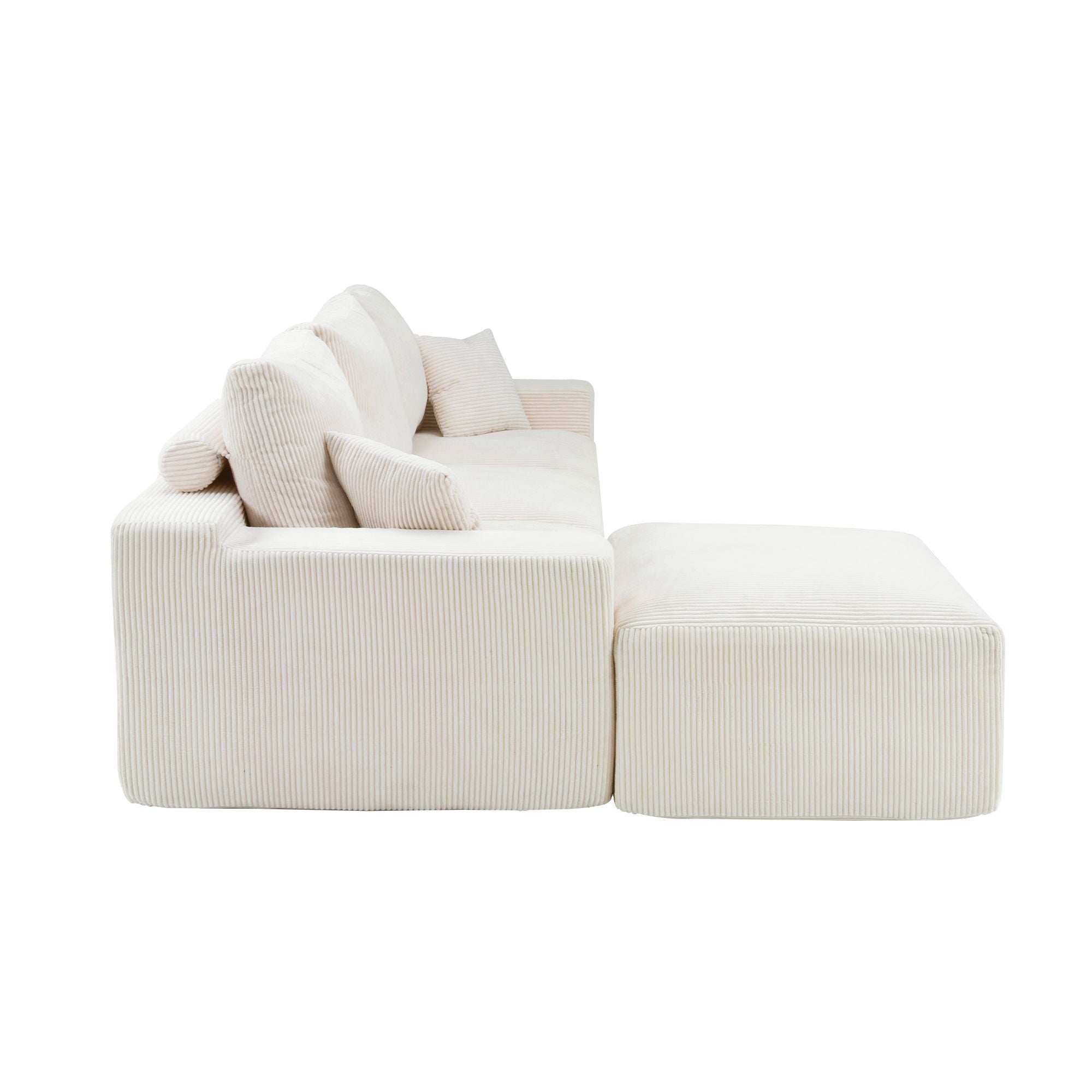 L Shaped Sectional Sofa, Full Compression 3 Seater Cloud Couch With Chaise