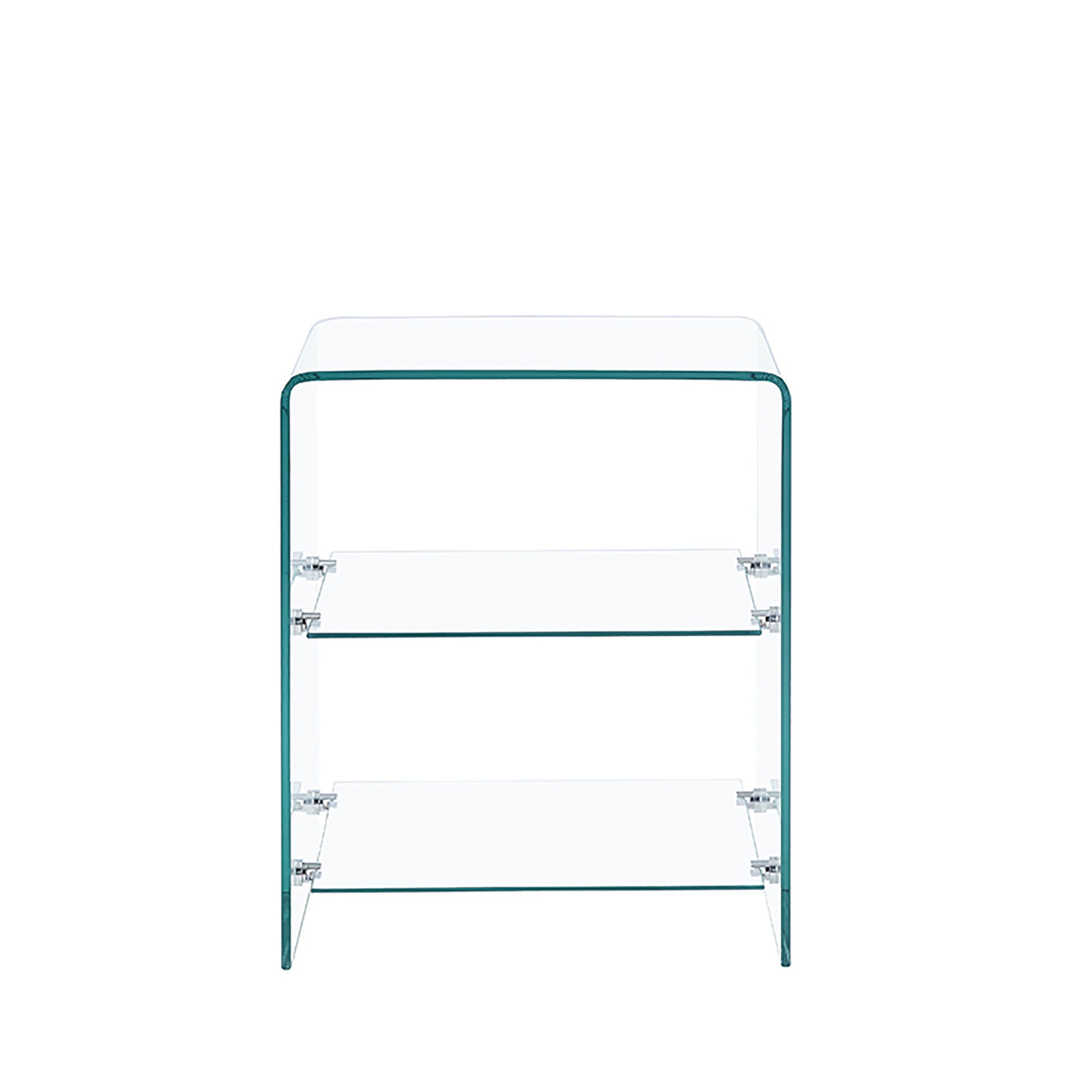 Tempered Clear Bent Glass Side Table Sofa Table, Multi Purpose Use, Premium Tempered Glass - Transparent