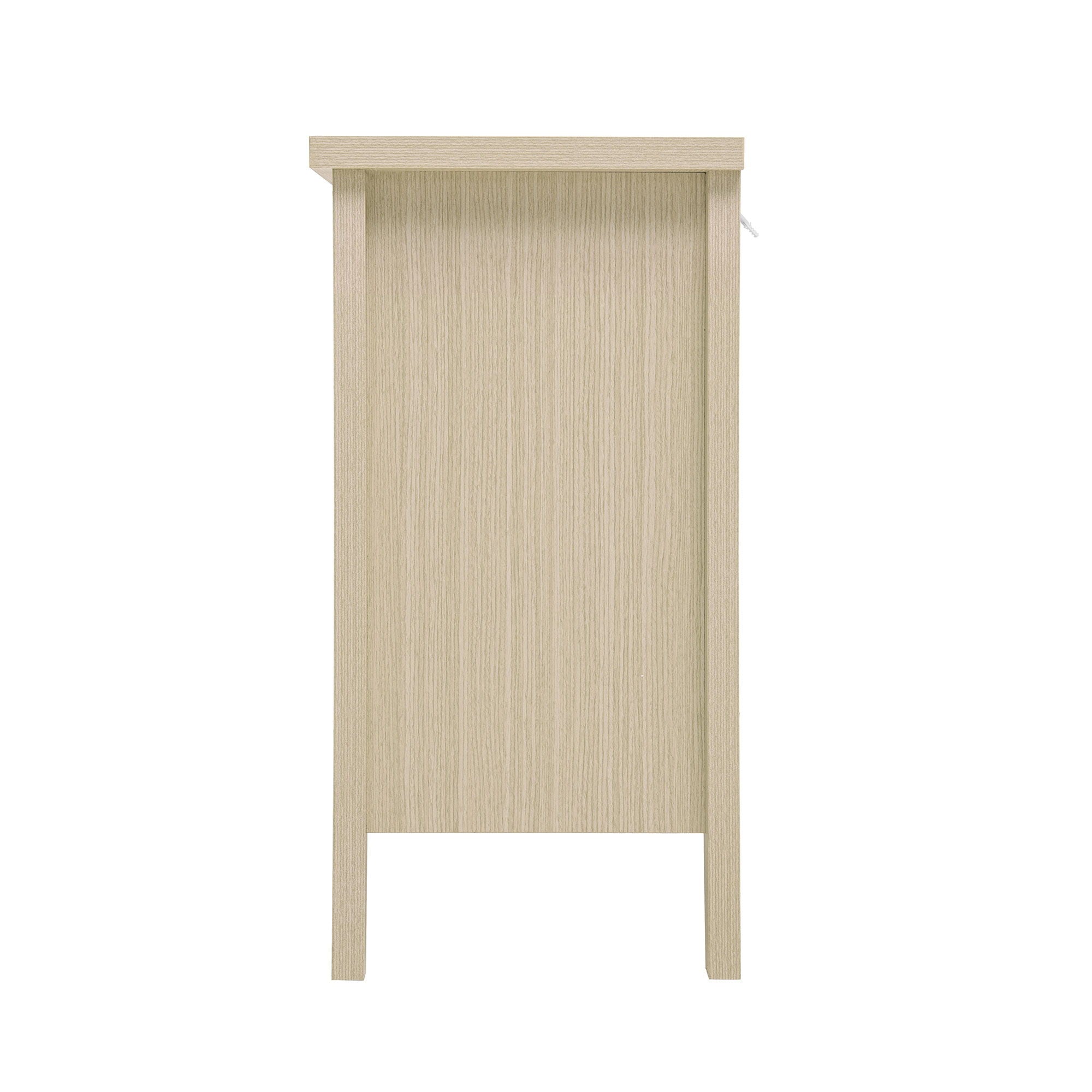 Hollow Carved 3 Drawer Cabinet Dresser Storage Chest With Metal Handles For Living Room Bedroom - Natural