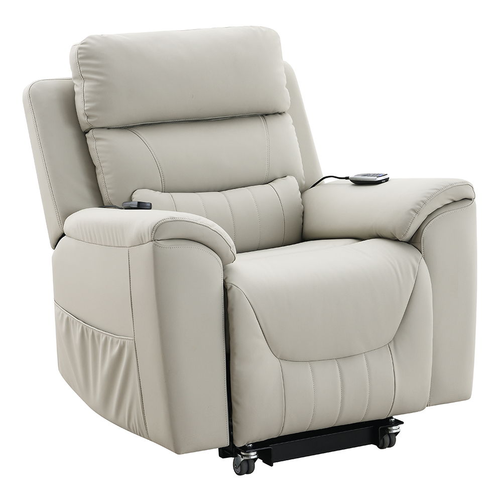 ACME Marsha - Power Recliner With Lift & Massage - Light Gray Silicone Synthetic Leather | Meri Furniture