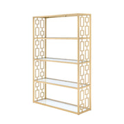 ACME Blanrio - Bookshelf - Gold & Clear Glass | Meri Furniture