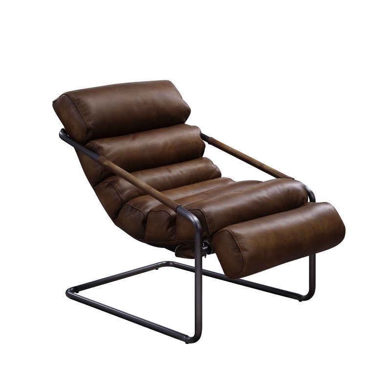 Dolgren - Accent Chair - Sahara Top Grain Leather & Matt Iron