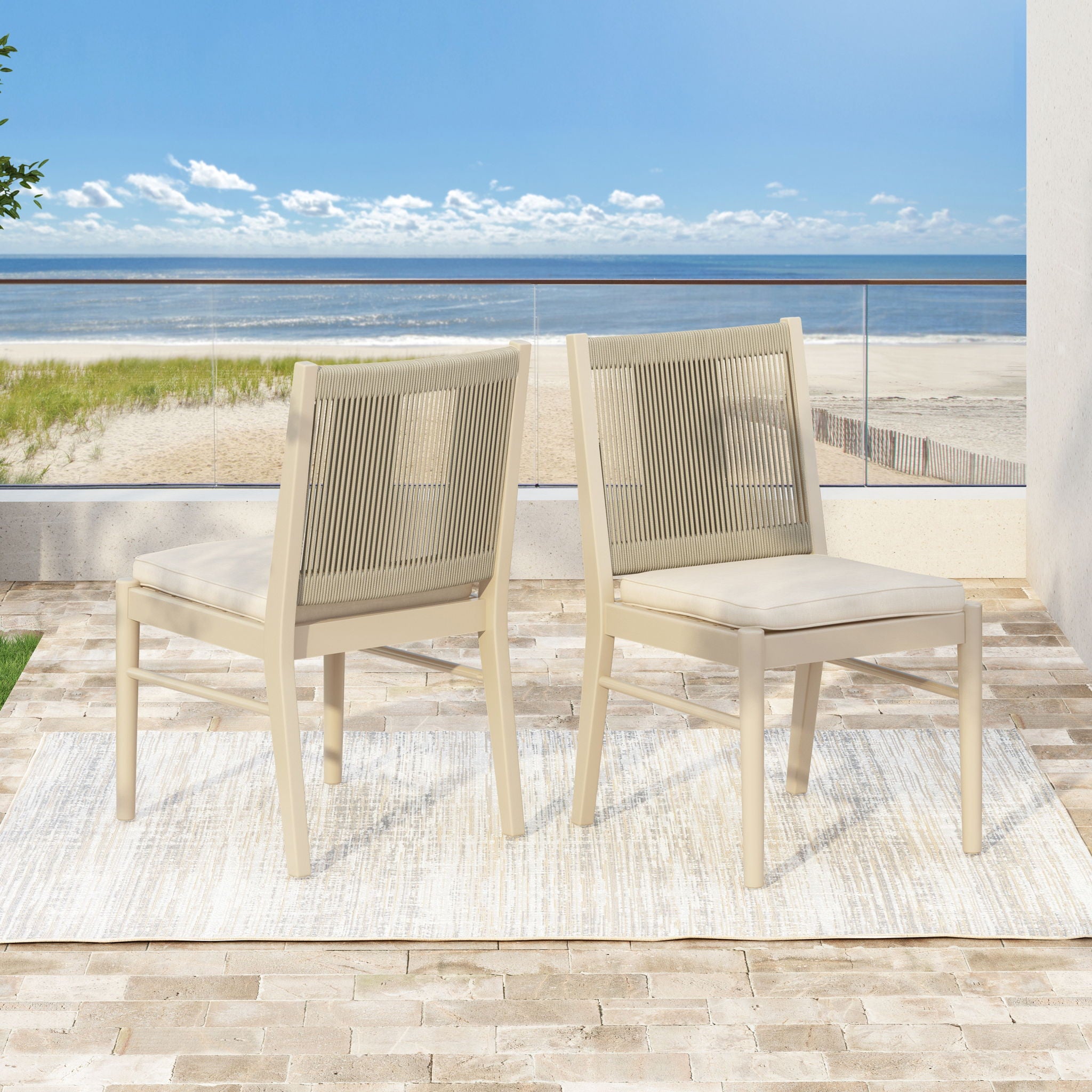 Cordoba - Dining Chair (Set of 2) Comfortable Armless Chairs - Beige