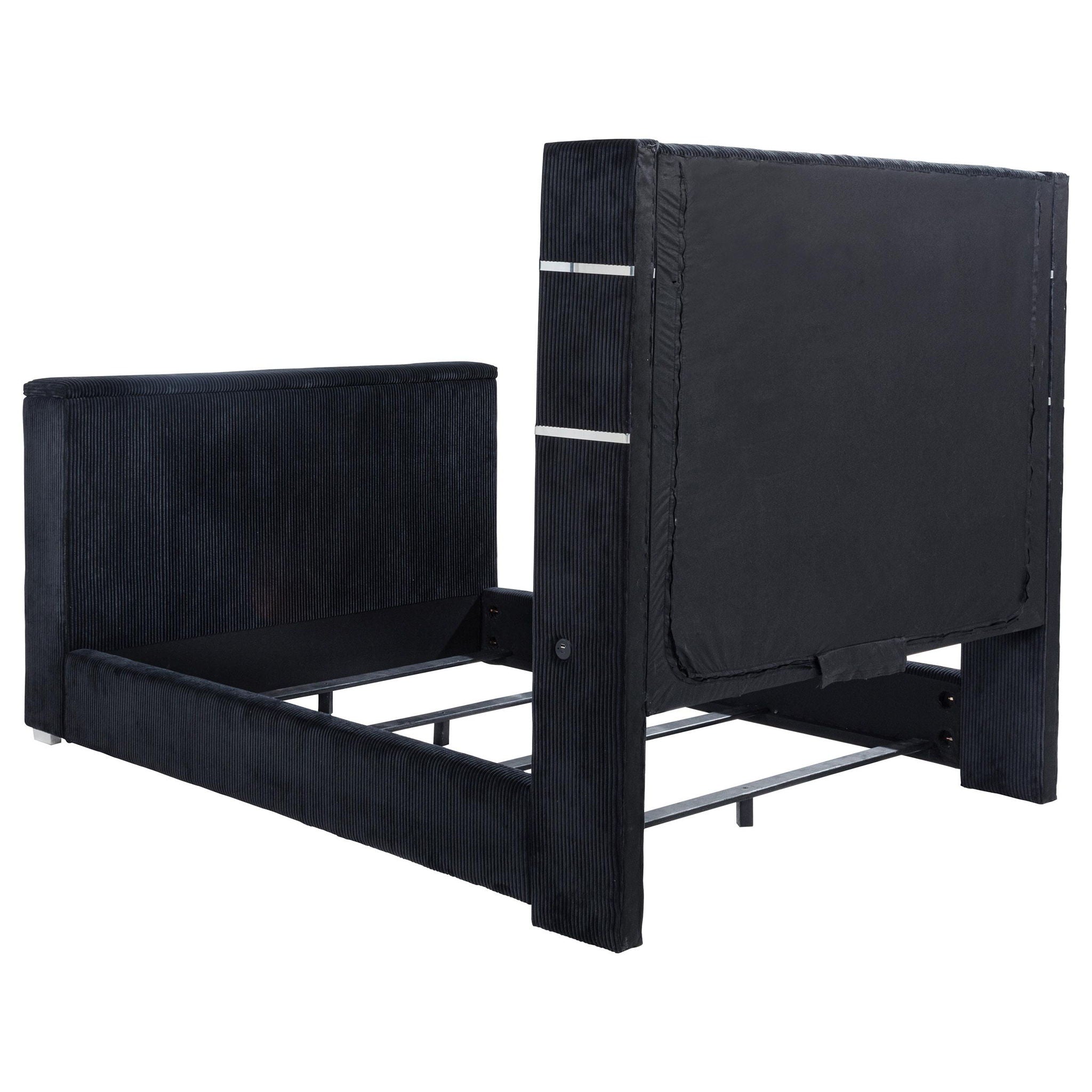 Tisdall Queen Flame Visualizer Wingback TV Bed Black