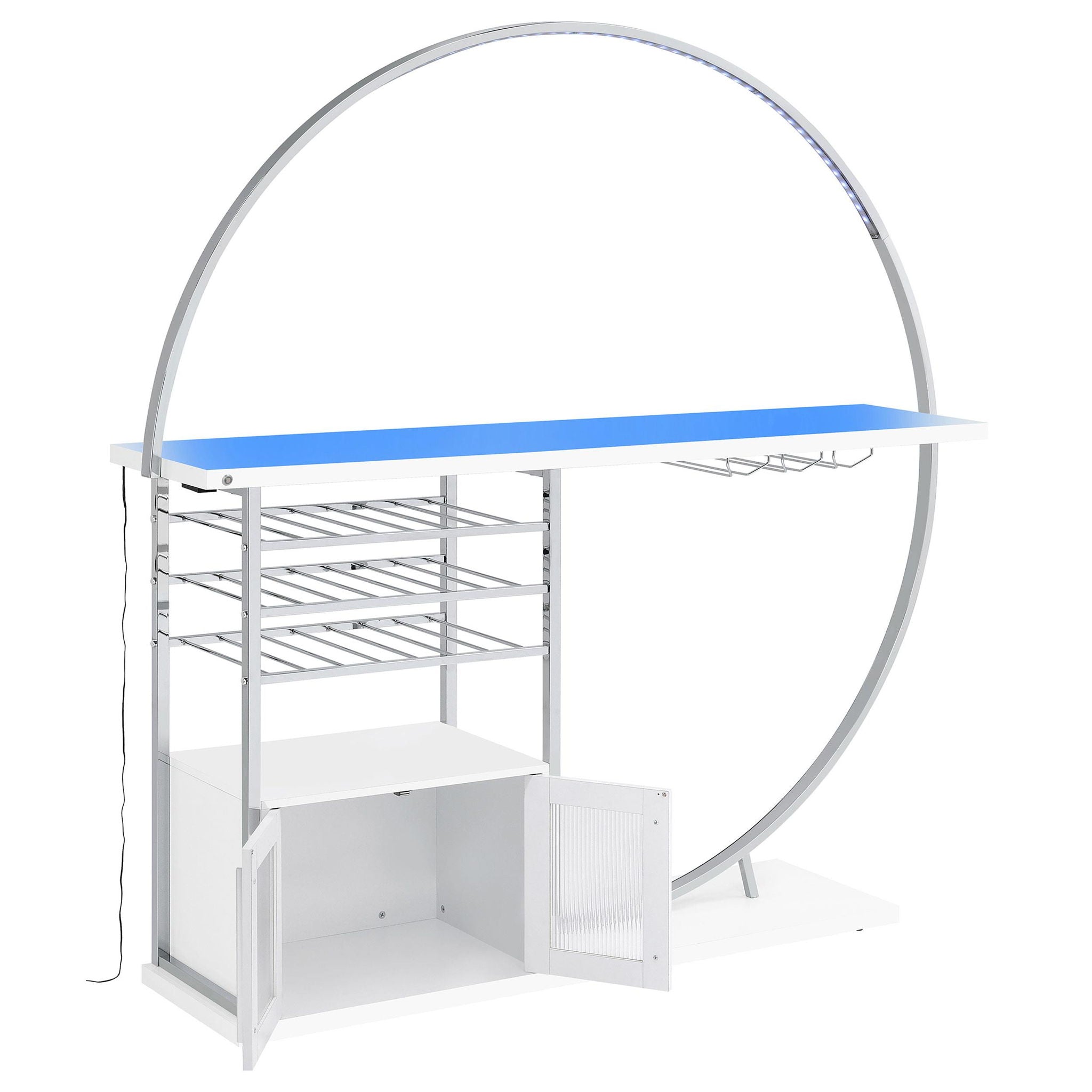 Risley 2-door Circular LED Wine Cabinet White High Gloss