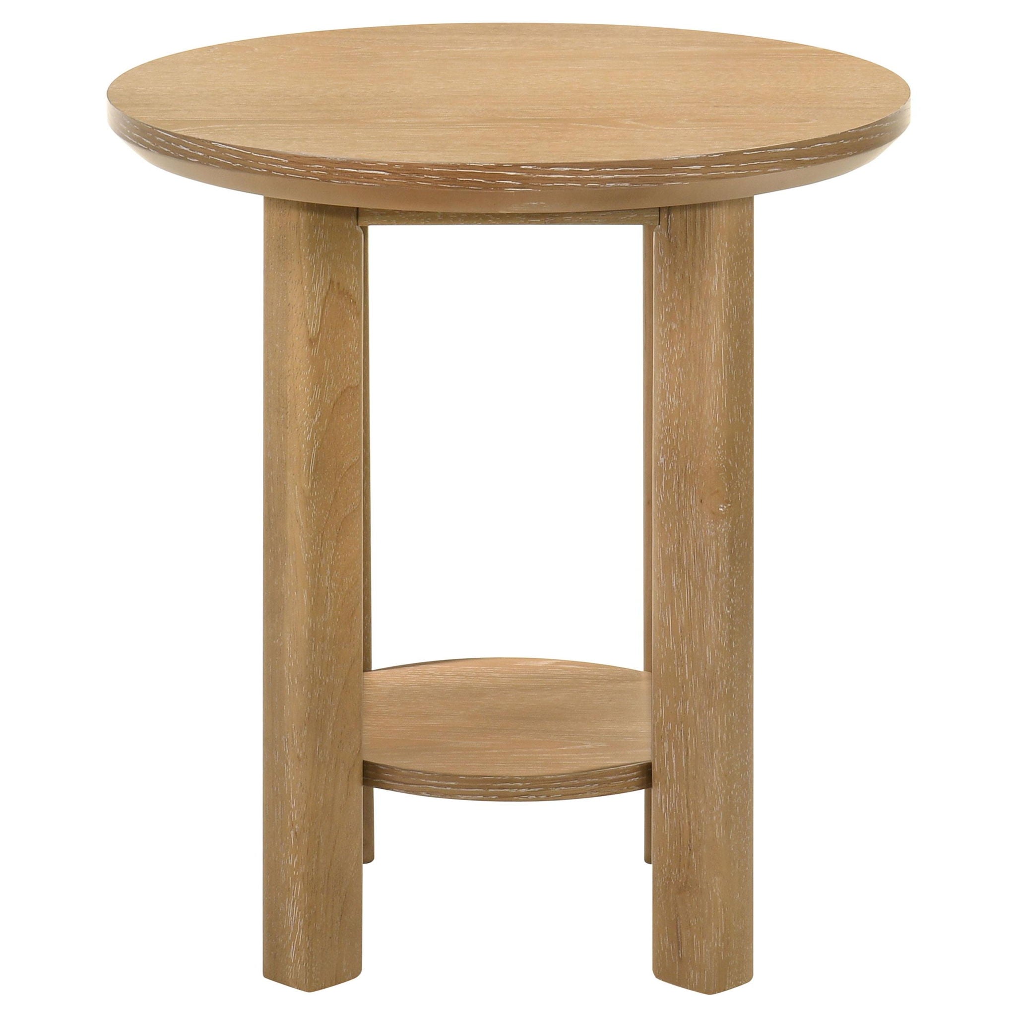 Ottowa 2-piece Round Wood Coffee Table Set Light Oak