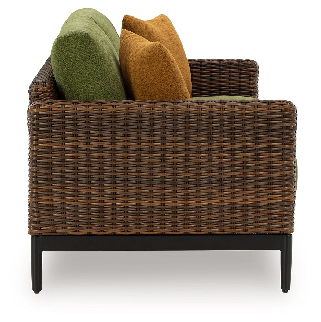 Signature Design by Ashley® Horizon Hall - Brown / Green - Loveseat With Cushion | Meri Furniture