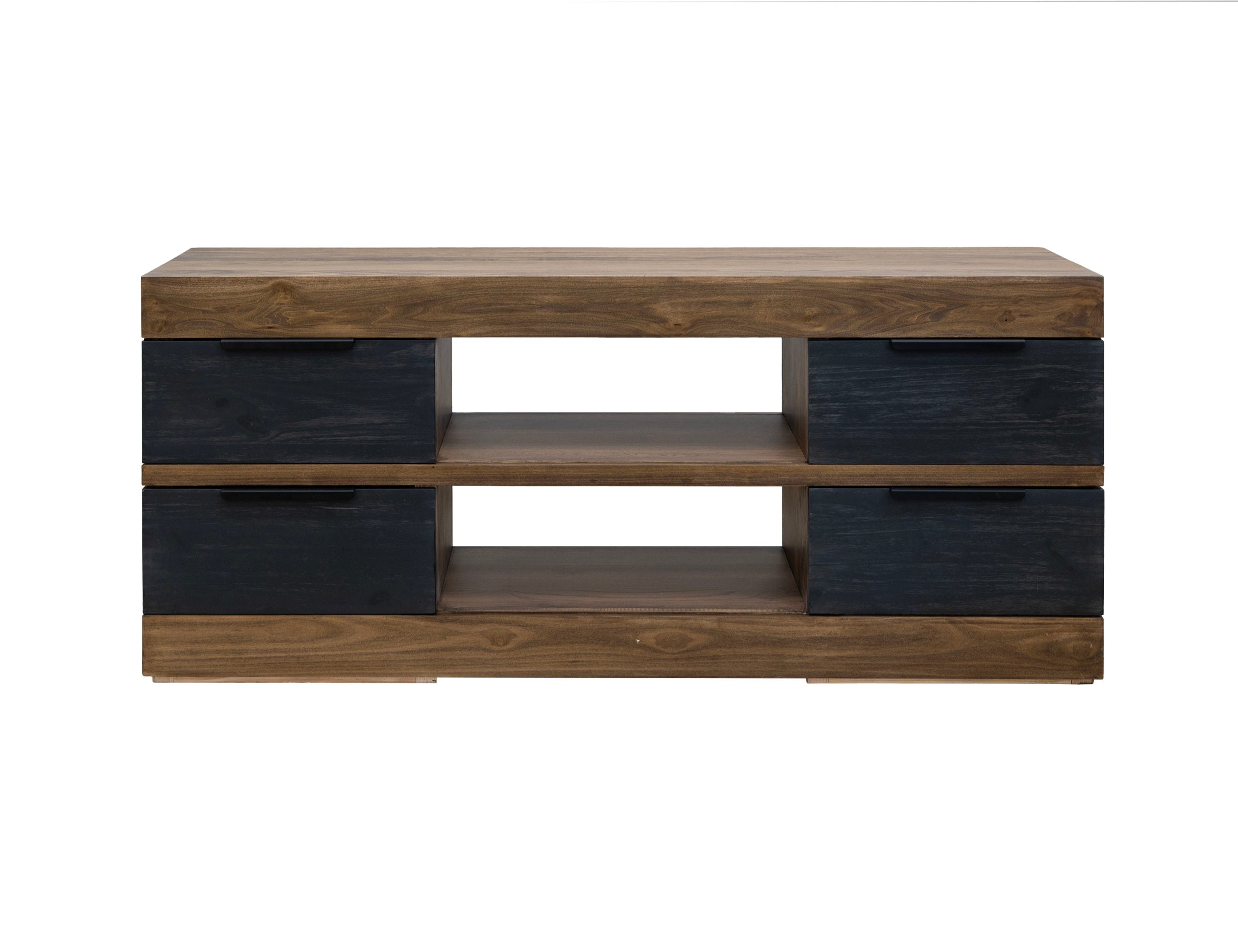 International Furniture Direct Tuxedo - TV Stand - Satin Black / Brown | Meri Furniture