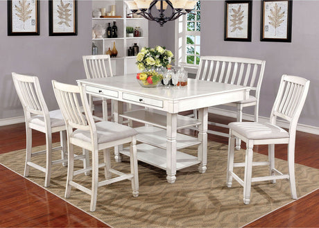 Furniture of America Kaliyah - Counter Height Chair (Set of 2) - Antique White | Meri Furniture