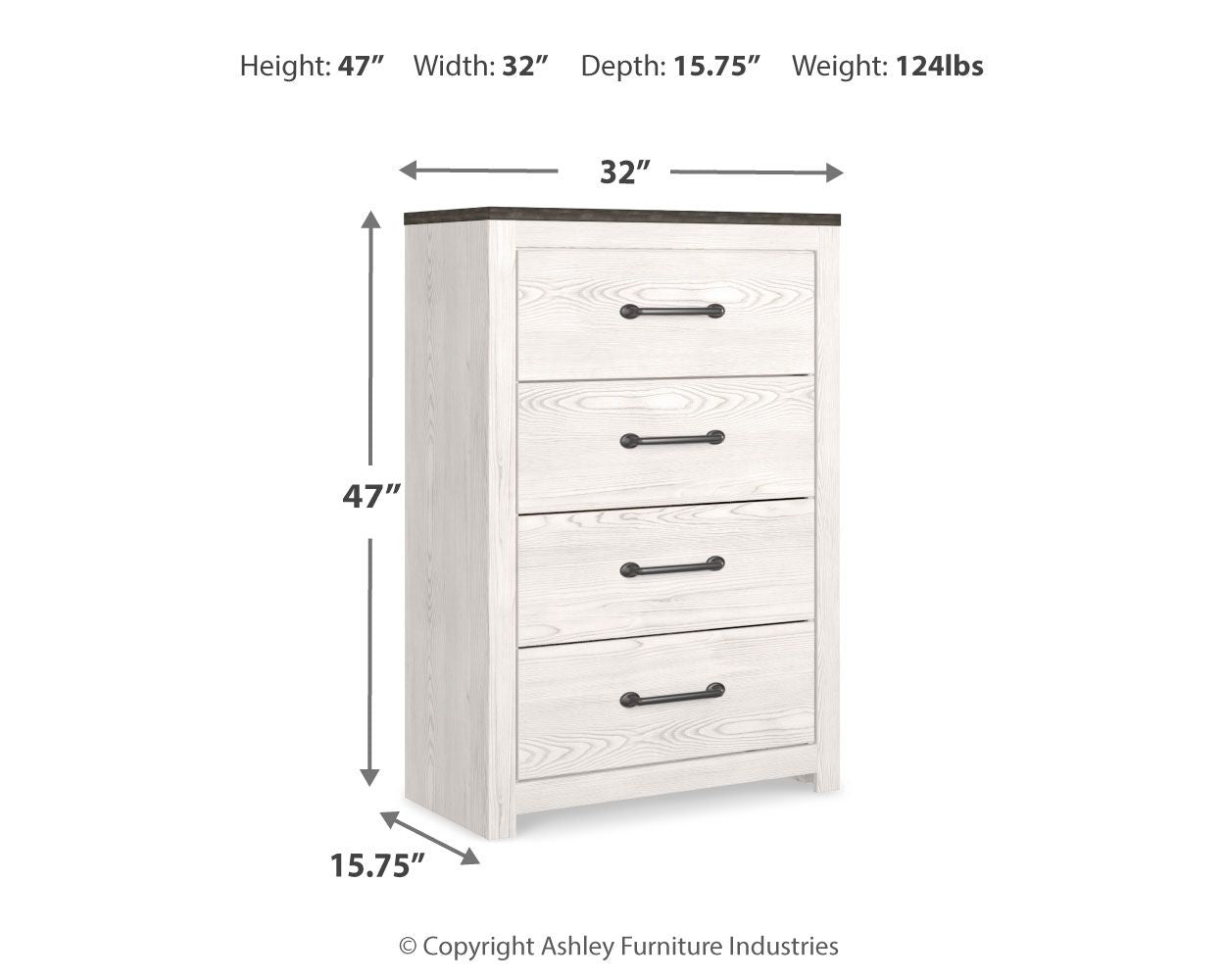 Gerridan - Four Drawer Chest - White / Gray