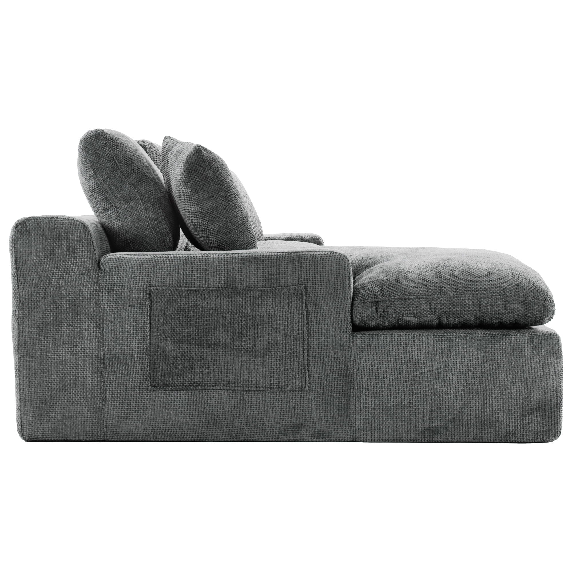 Cloud Sectional Sofa With Double Layer Cushion And Side Pockets, Free-Combined