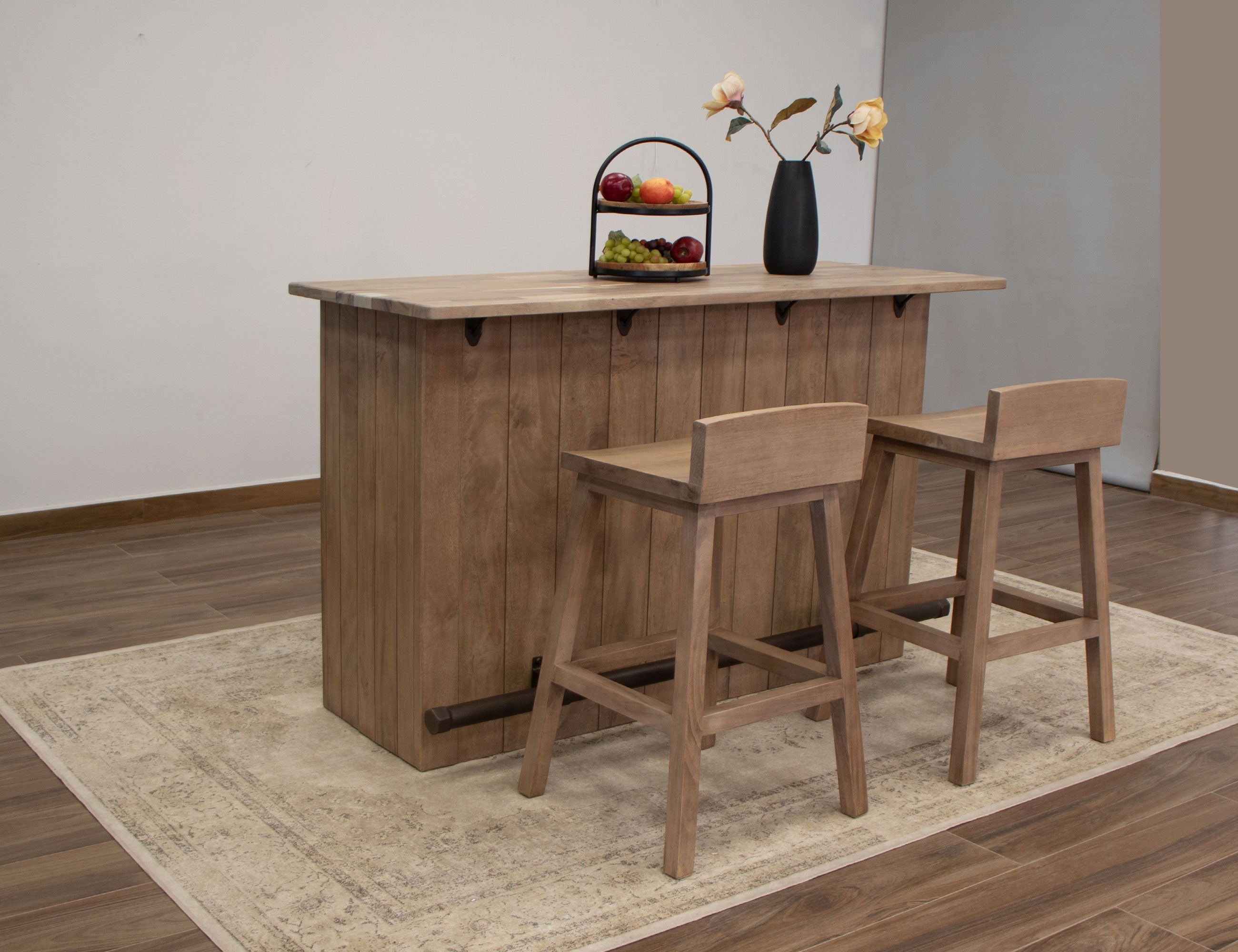International Furniture Direct Natural Parota - Barstool (Set of 2) | Meri Furniture