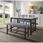 ACME Yelena - Counter Height Table - Marble & Weathered Espresso | Meri Furniture