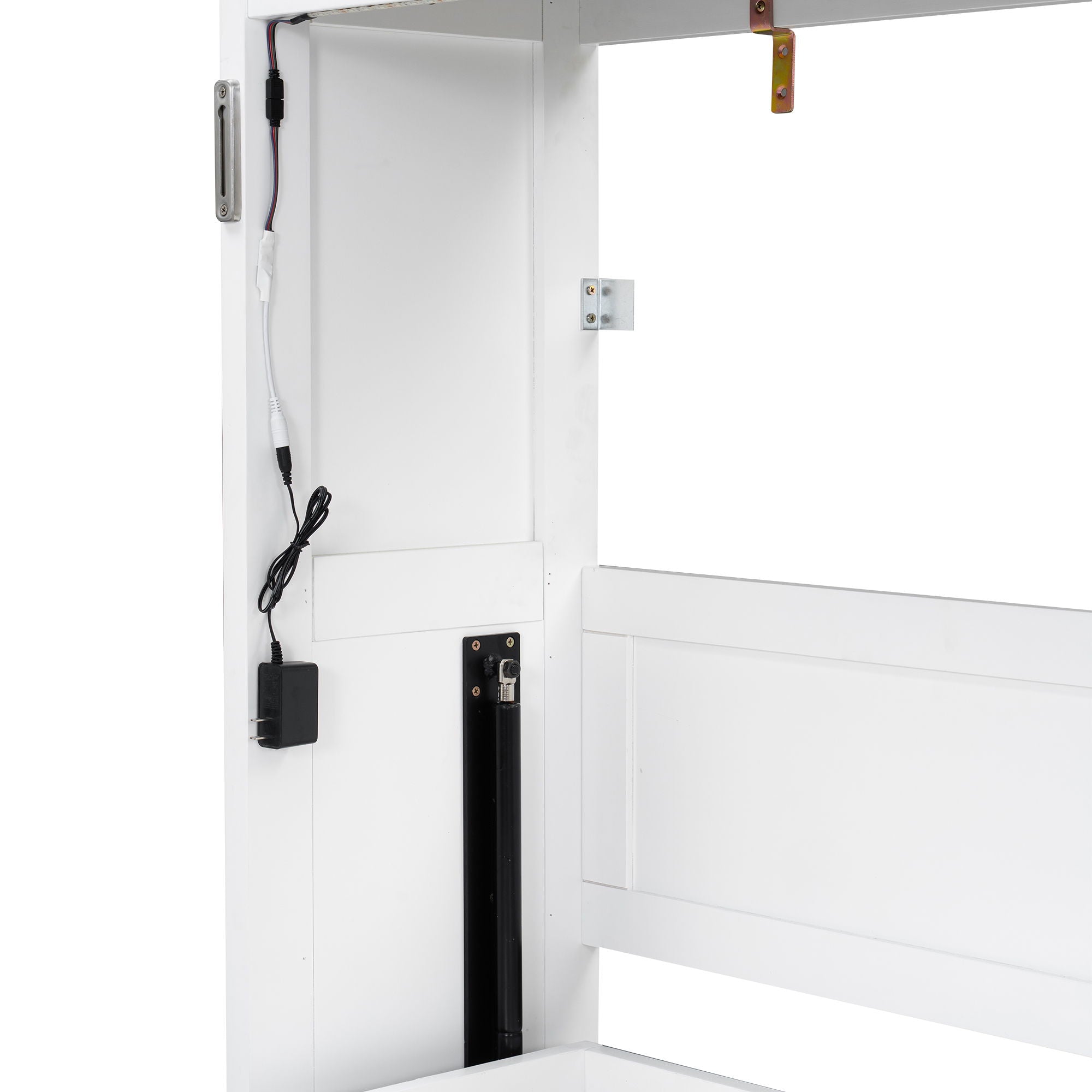 Murphy Bed With LED Light, Foldable Wall Bed Cabinet