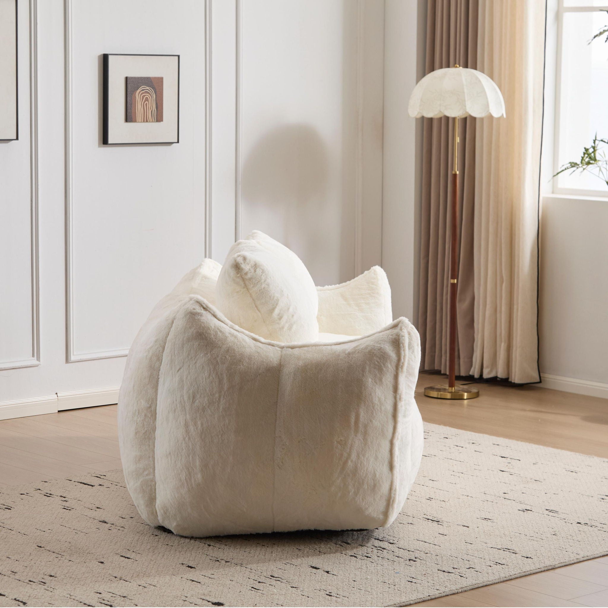 Giant Bean Bag Couch, Ultra Soft Fluffy Loveseat For Living Room