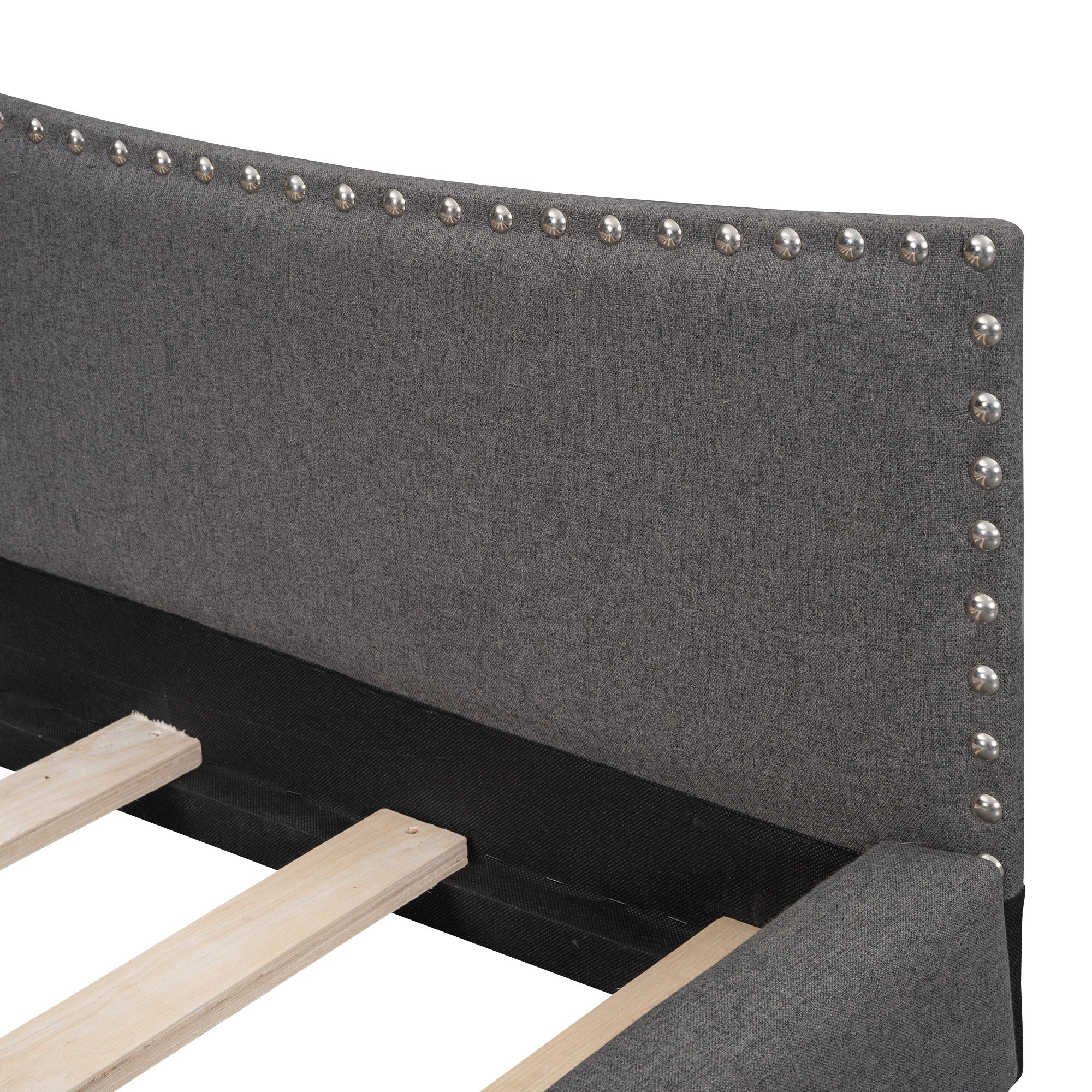 Upholstered Daybed With Headboard And Armrest, Support Legs