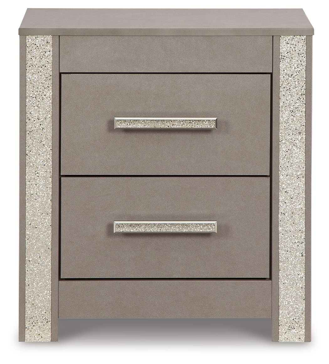 Signature Design by Ashley® Surancha - Gray - Two Drawer Night Stand | Meri Furniture