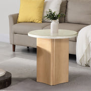 ACME Qwin - End Table With Marble Top - Oak | Meri Furniture