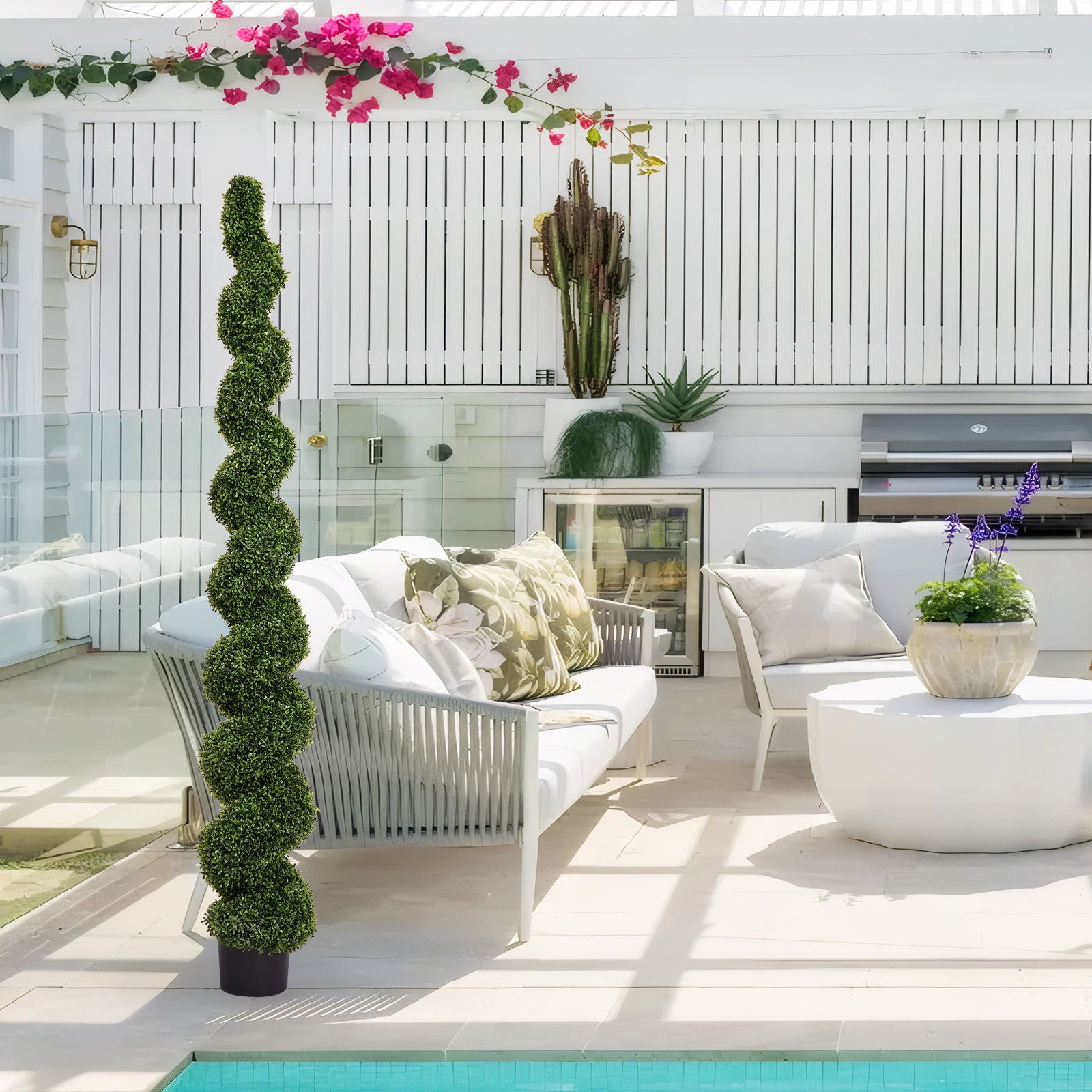 Artificial Outdoor UV Resistant Plastic Boxwood Topiary Spiral Tree