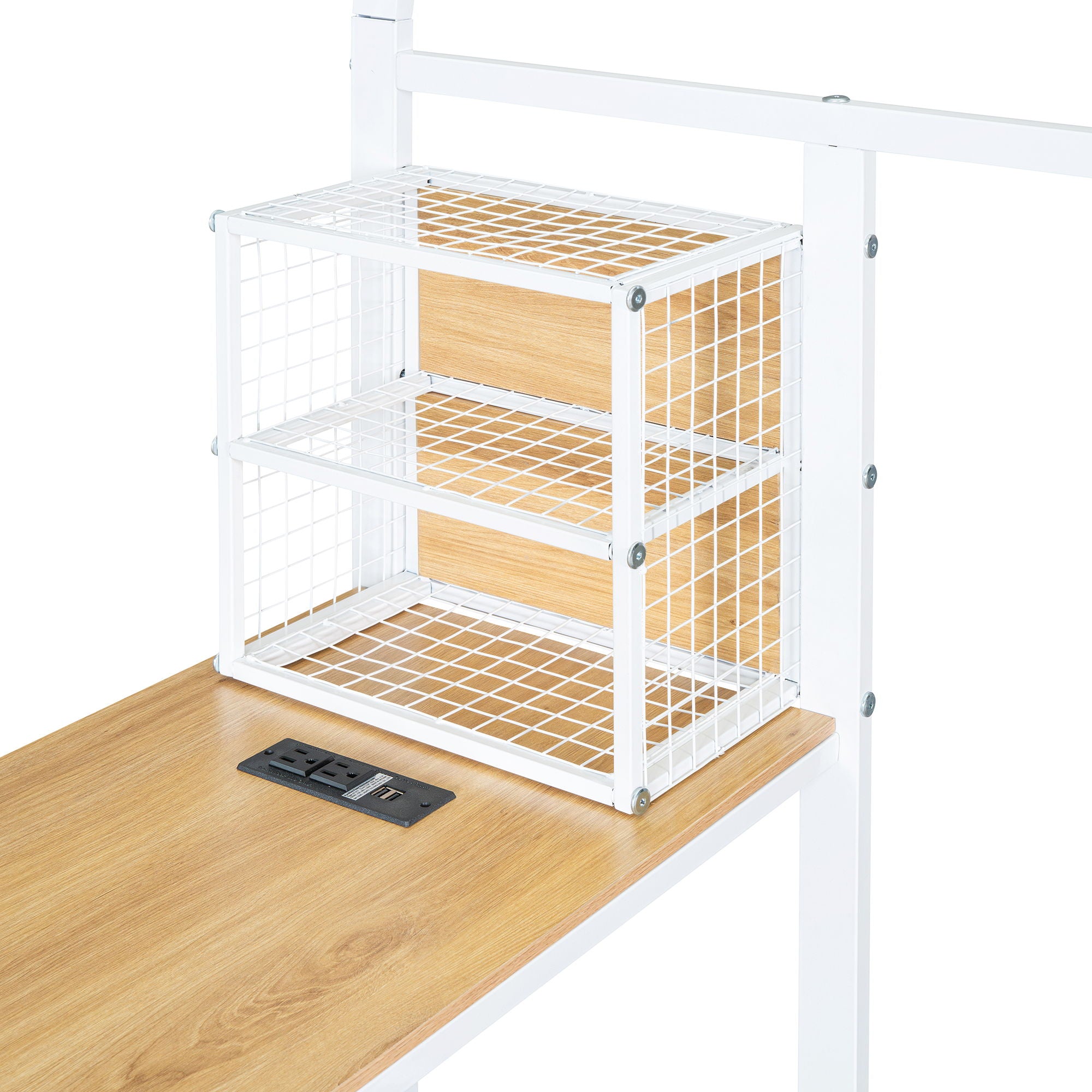 House Frame With Desk, Shelves, Power Outlets And USB Ports