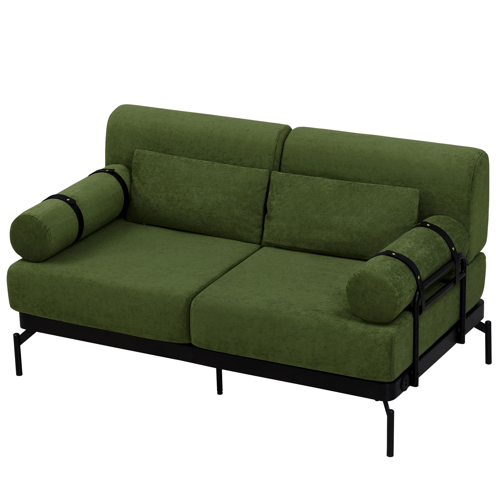 Modern Loveseat Sofa 2 Seater With USB Ports, Cylindrical Armrests