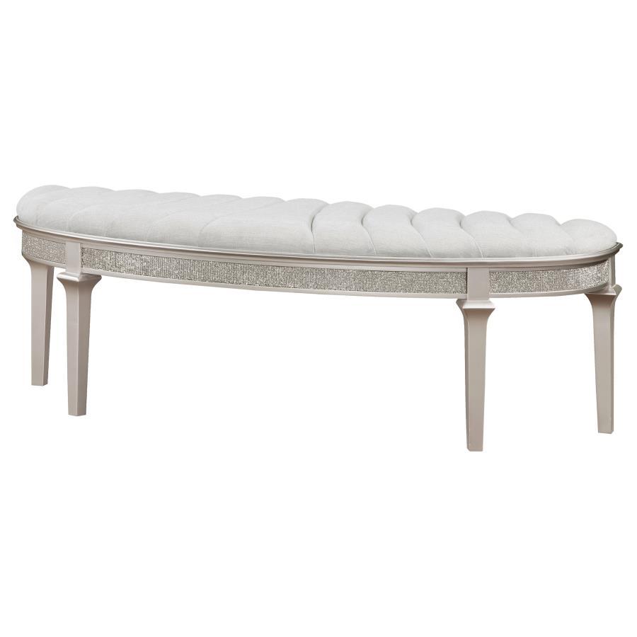 Coaster Fine Furniture Evangeline - Curved Fabric Upholstered Bench - Silver Oak | Meri Furniture