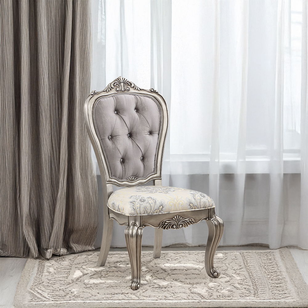 Ariadne - Side Chair Set of 2) - Velvet & Antique Platinum