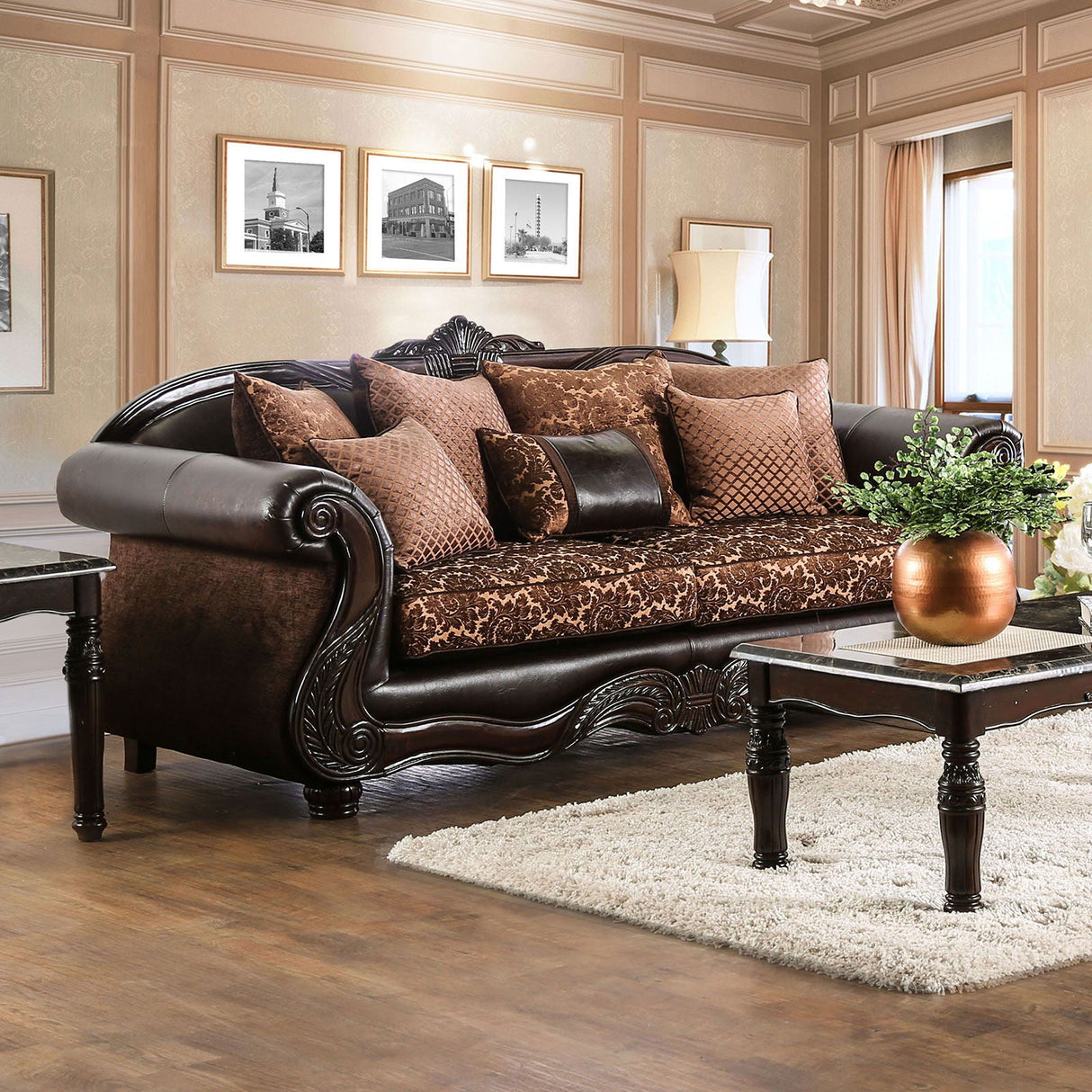 Furniture of America Elpis - Sofa - Brown / Espresso | Meri Furniture