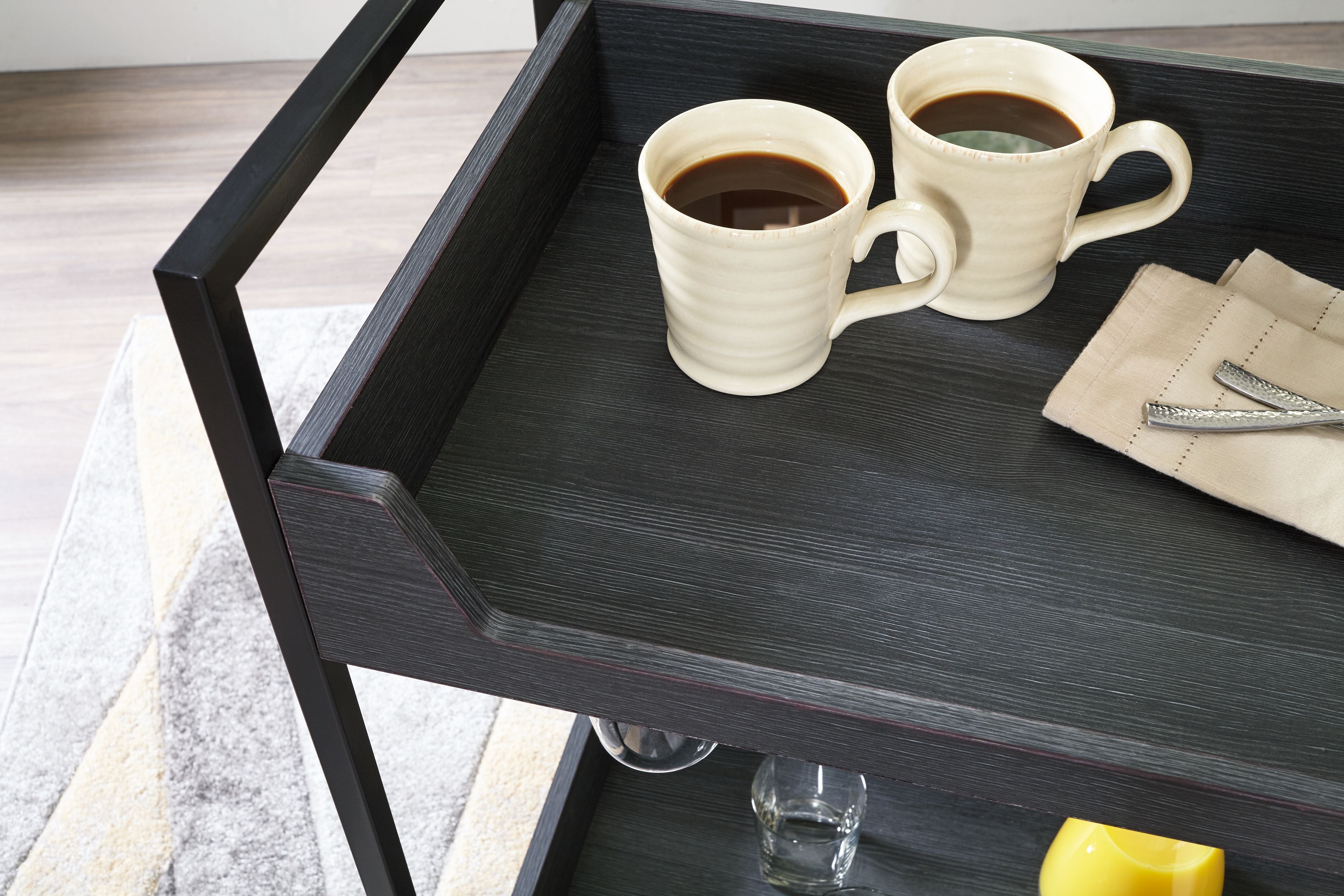 Signature Design by Ashley® Yarlow - Black / Gray - Bar Cart | Meri Furniture