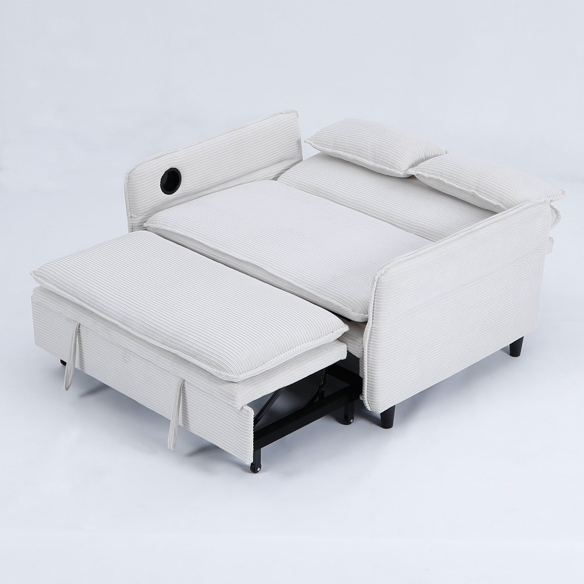Modern Fabric Multi-Functional Sofa Bed With Adjustable Armrests And Backrests