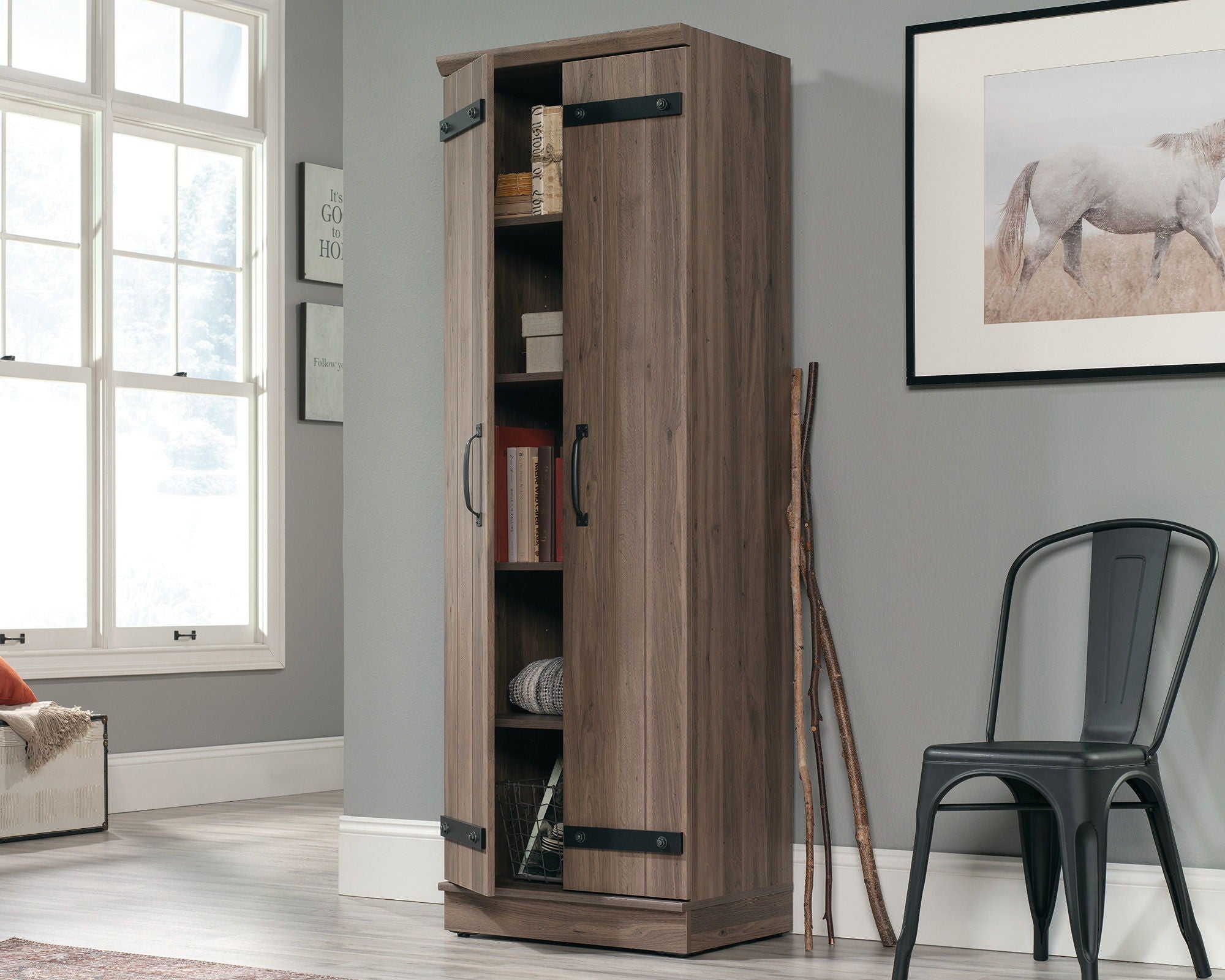 2-Door Farmhouse Storage Cabinet Salt Oak