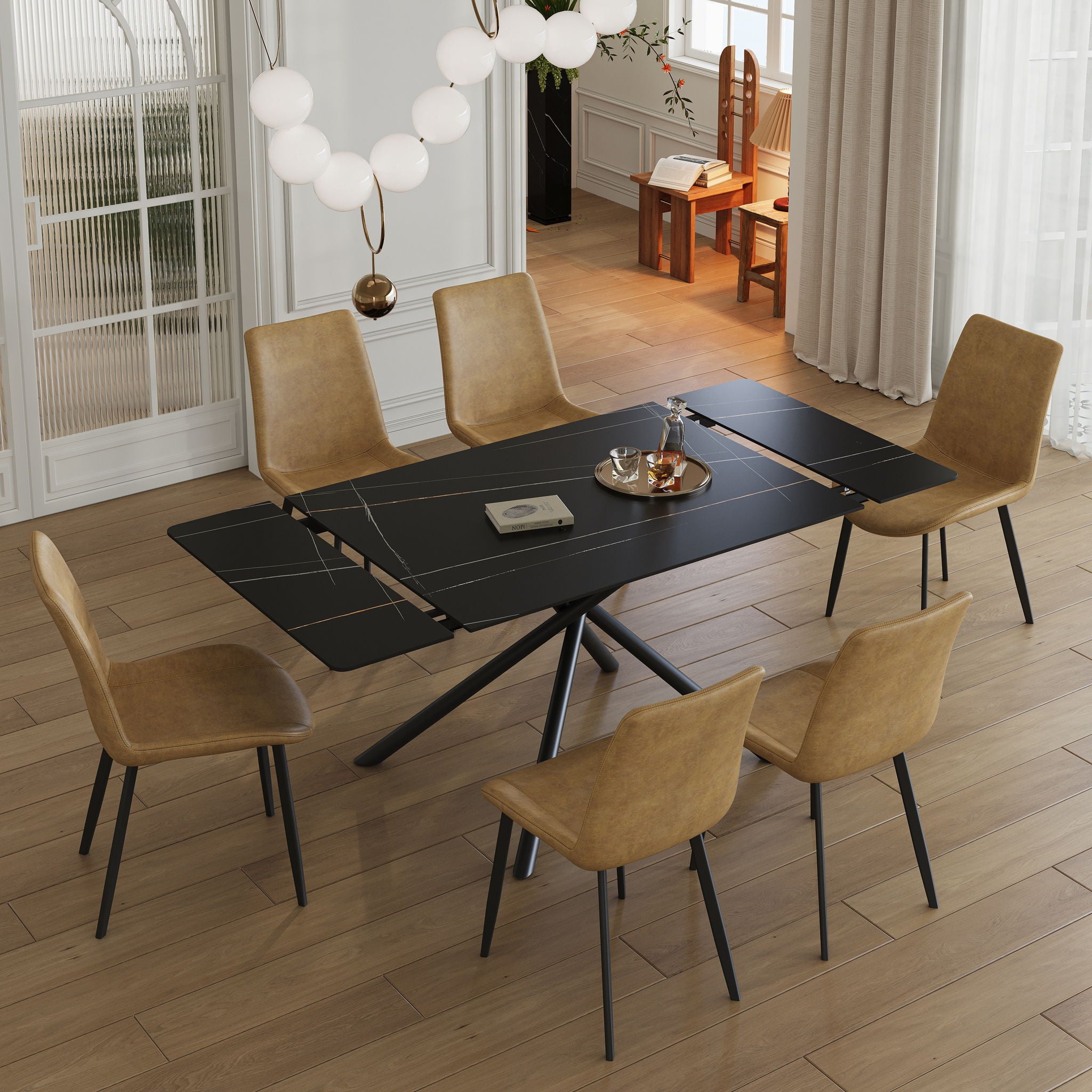 Modern Retractable Sintered Stone Dining Table