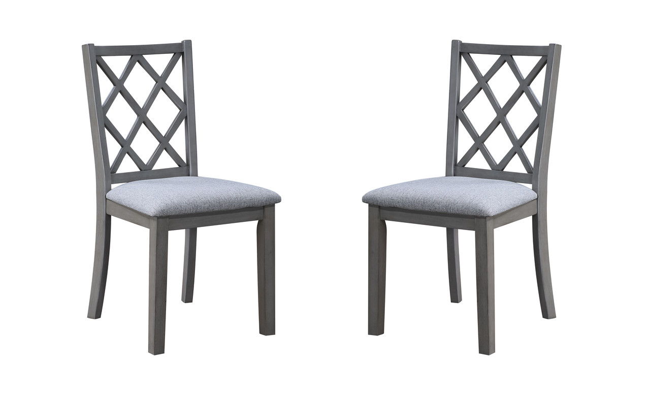 CarlisleÿSet of 2 Gray Finish Cross Back 17.5"W Side Dining Chair
