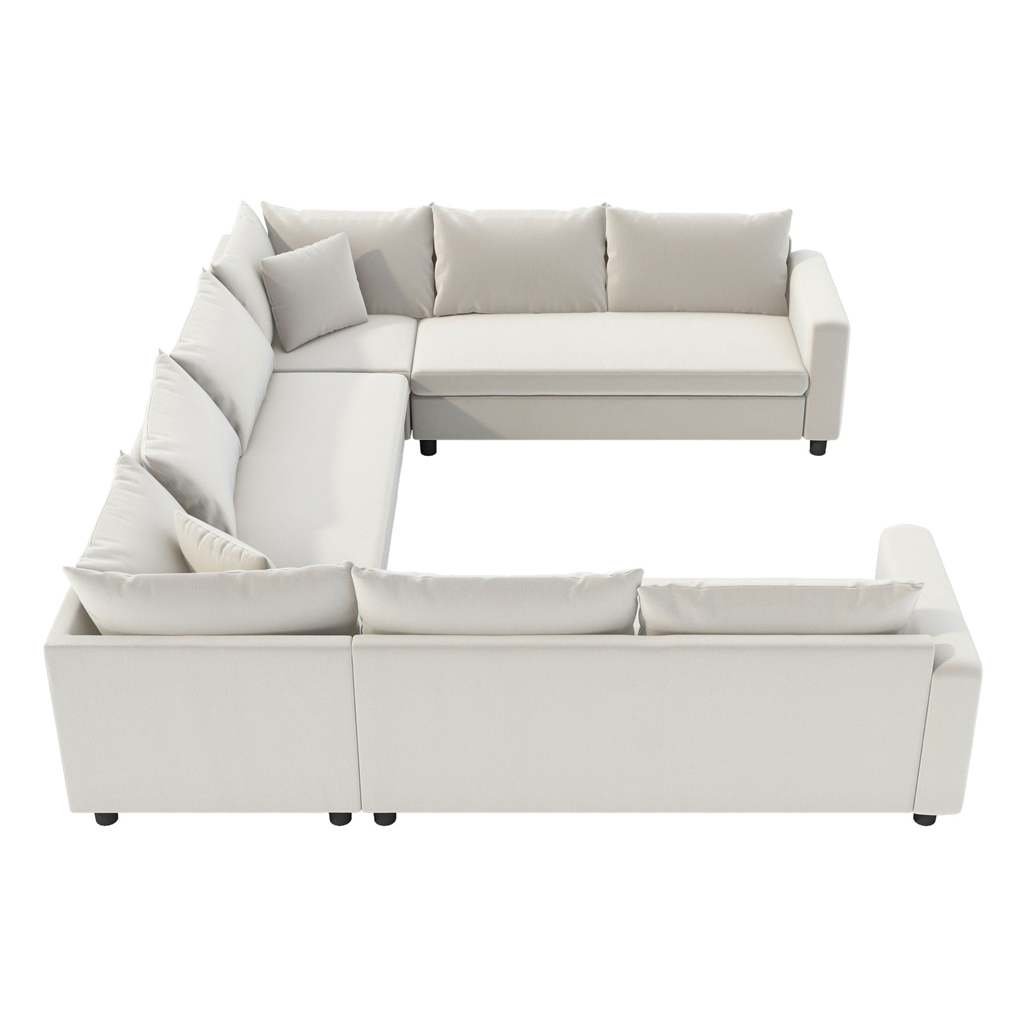 Modular Sectional Reversible U Shaped Couch Set, Free Combination Minimalist Style, Oversized 8 Seat Convertible Sofa