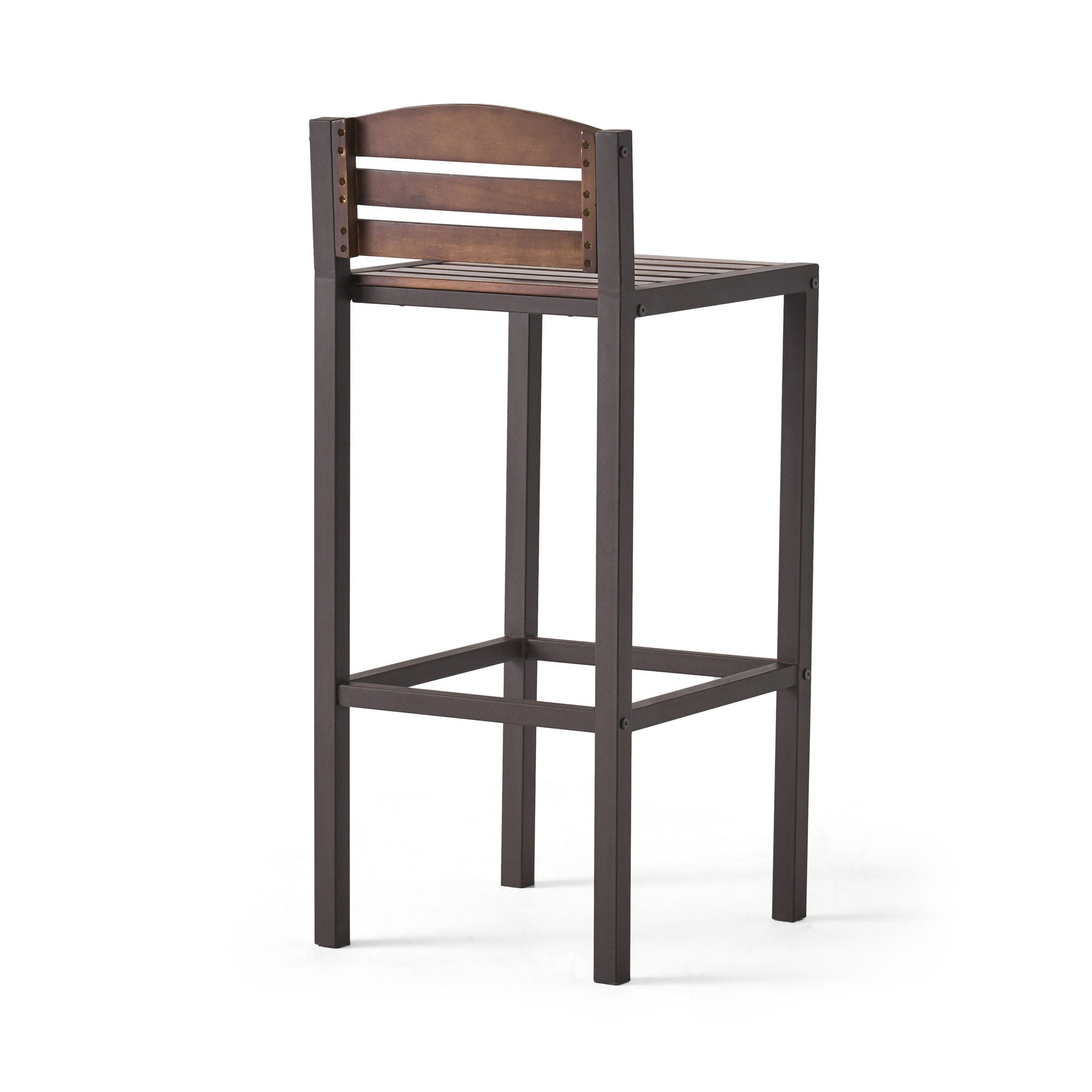 Outdoor Barstool With Slat Panel Design (Set of 2) - Dark Brown