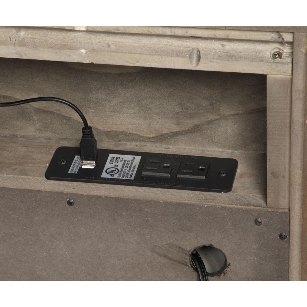 ACME The Athouman nightstand is durably designed and features a versatile finish. Its features two drawers and an open shelf that's perfect for stowing bedroom essentials. A built-in power dock offers an added convenience. | Meri Furniture