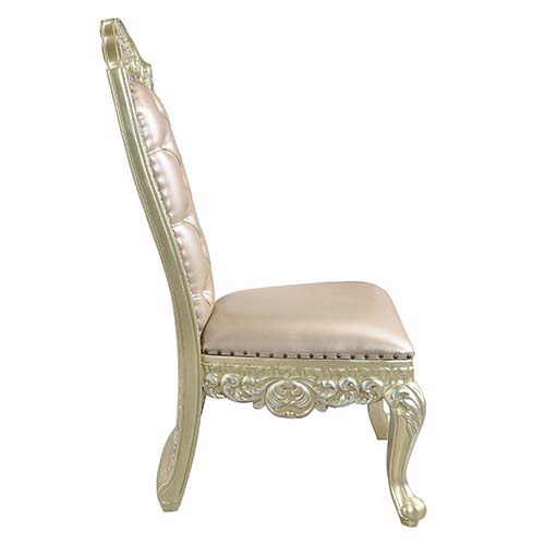 ACME Vatican - Side Chair (Set of 2) - PU & Champagne Silver Finish | Meri Furniture