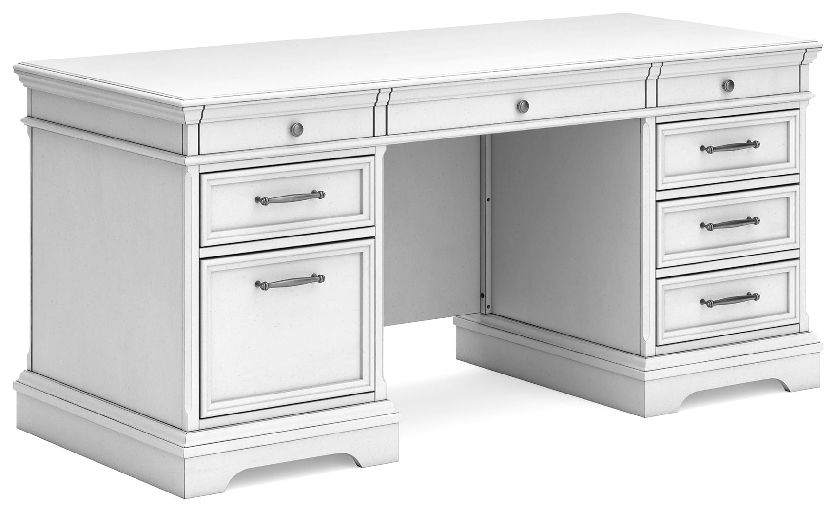 Signature Design by Ashley® Kanwyn - Whitewash - Home Office Desk With Eight Drawers | Meri Furniture