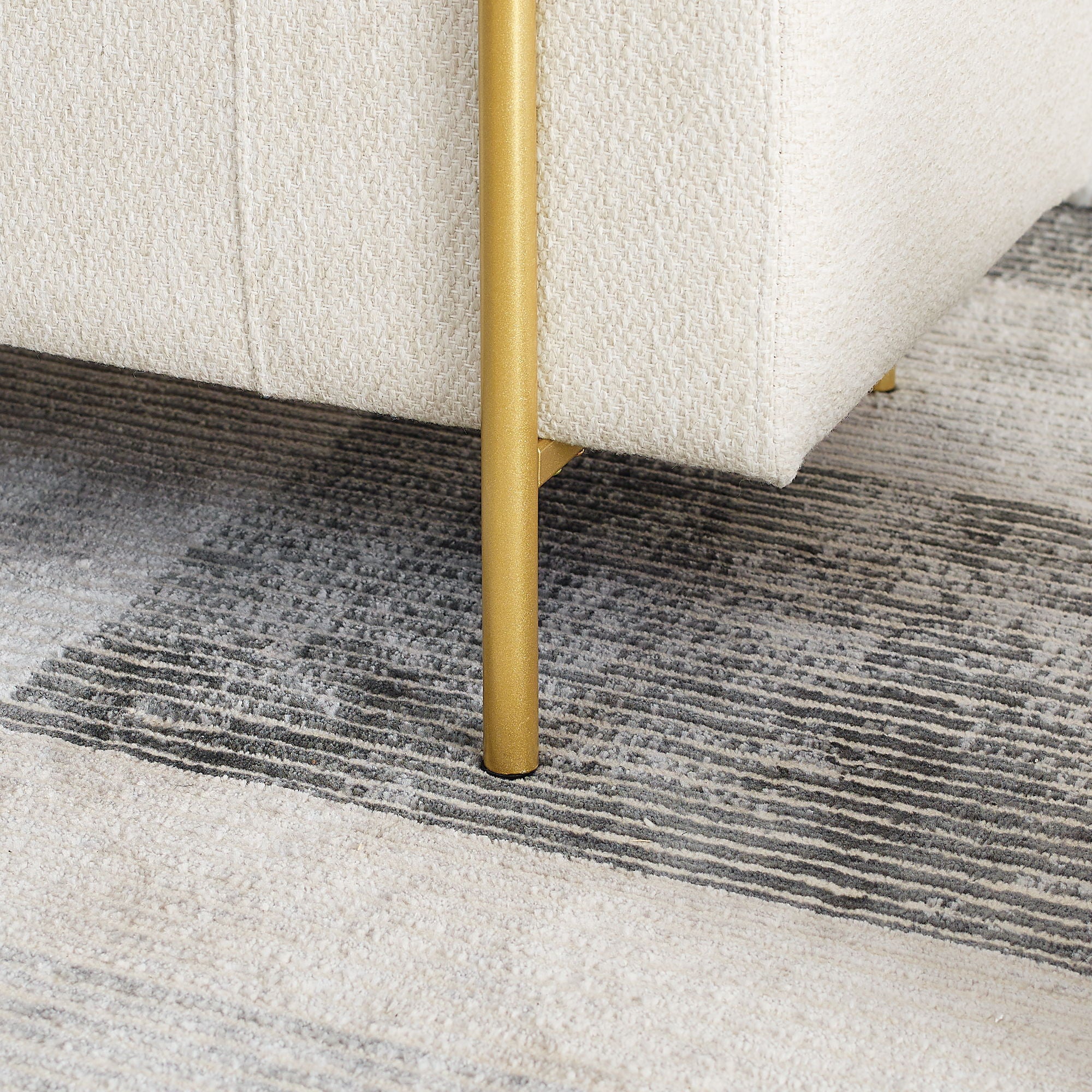 Elegant Upholstered Linen Storage Bench With Cylindrical Arms And Iron Legs, White